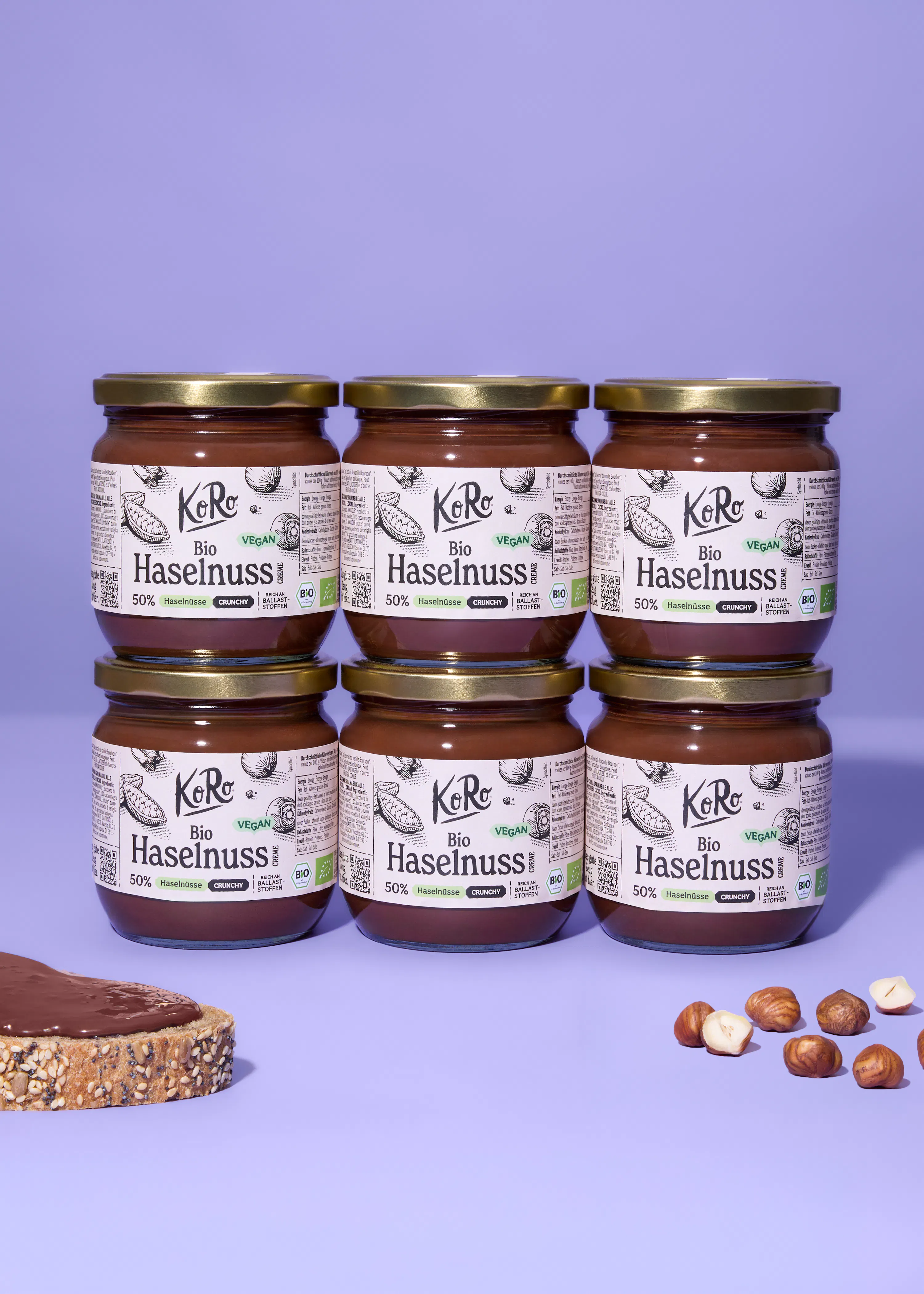 Crunchy Bio Haselnusscreme mit Kakao 6 x 400 g