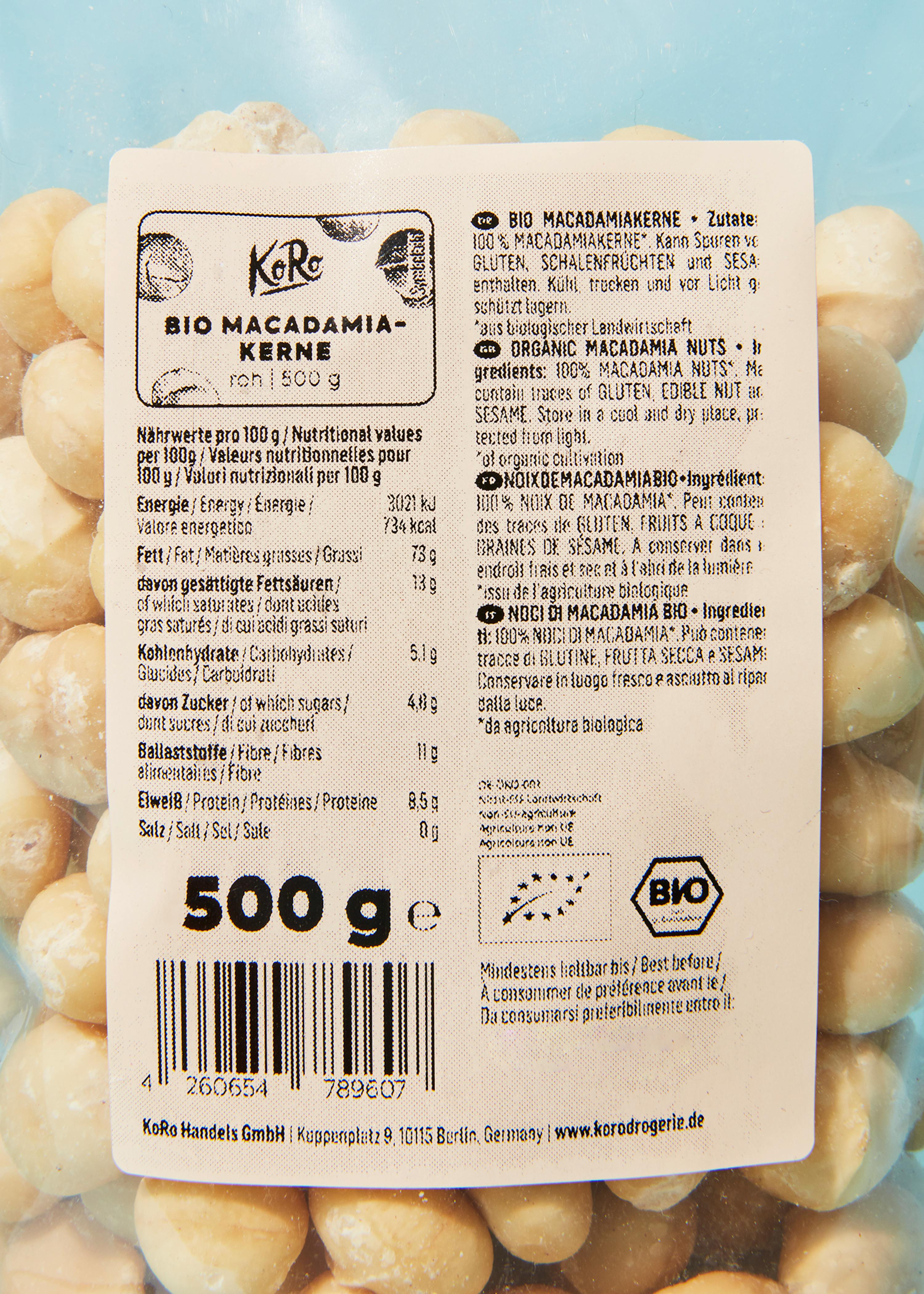 Noix de macadamia bio 500 g