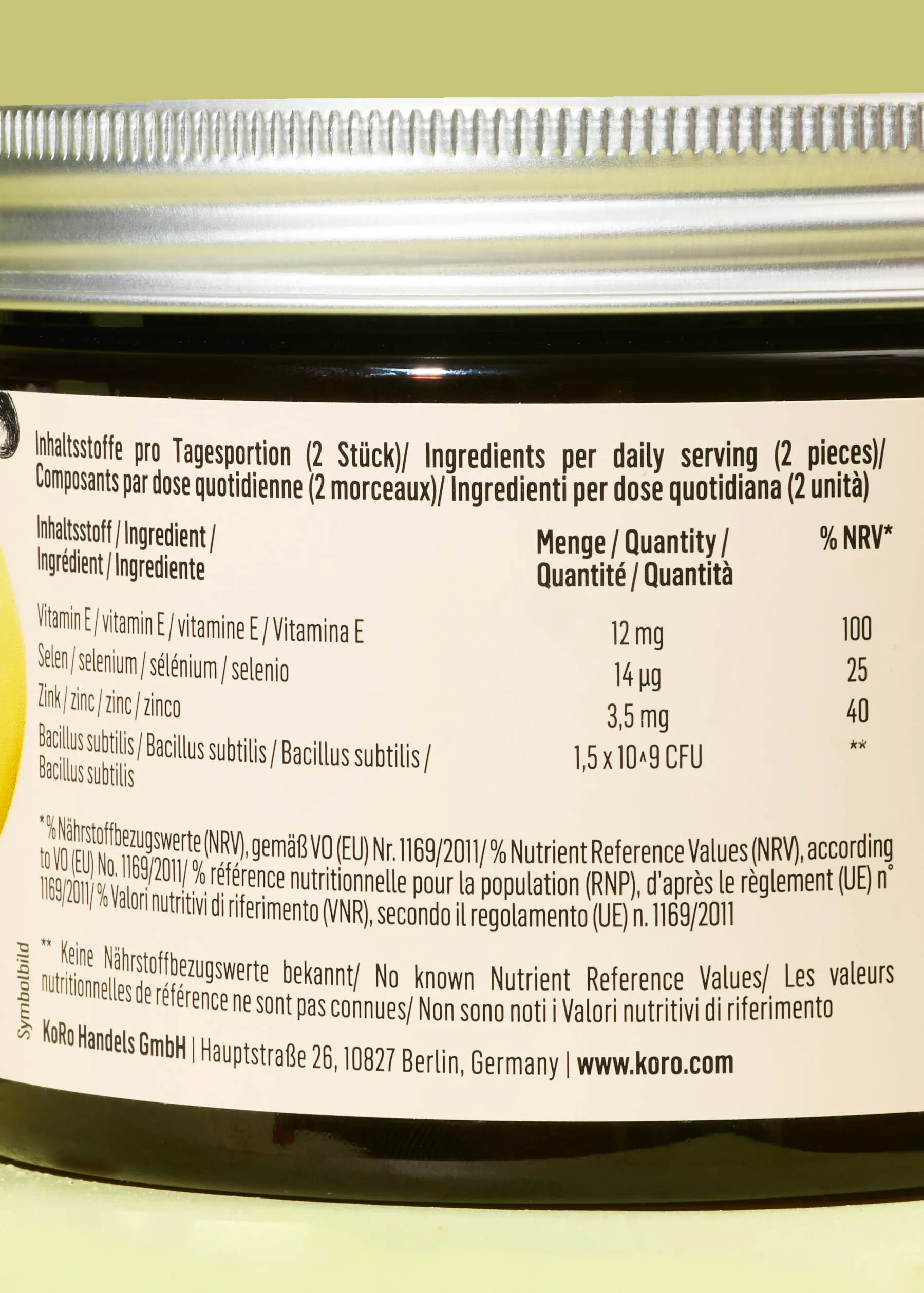 a close up of the back of a bottle of vitamin e