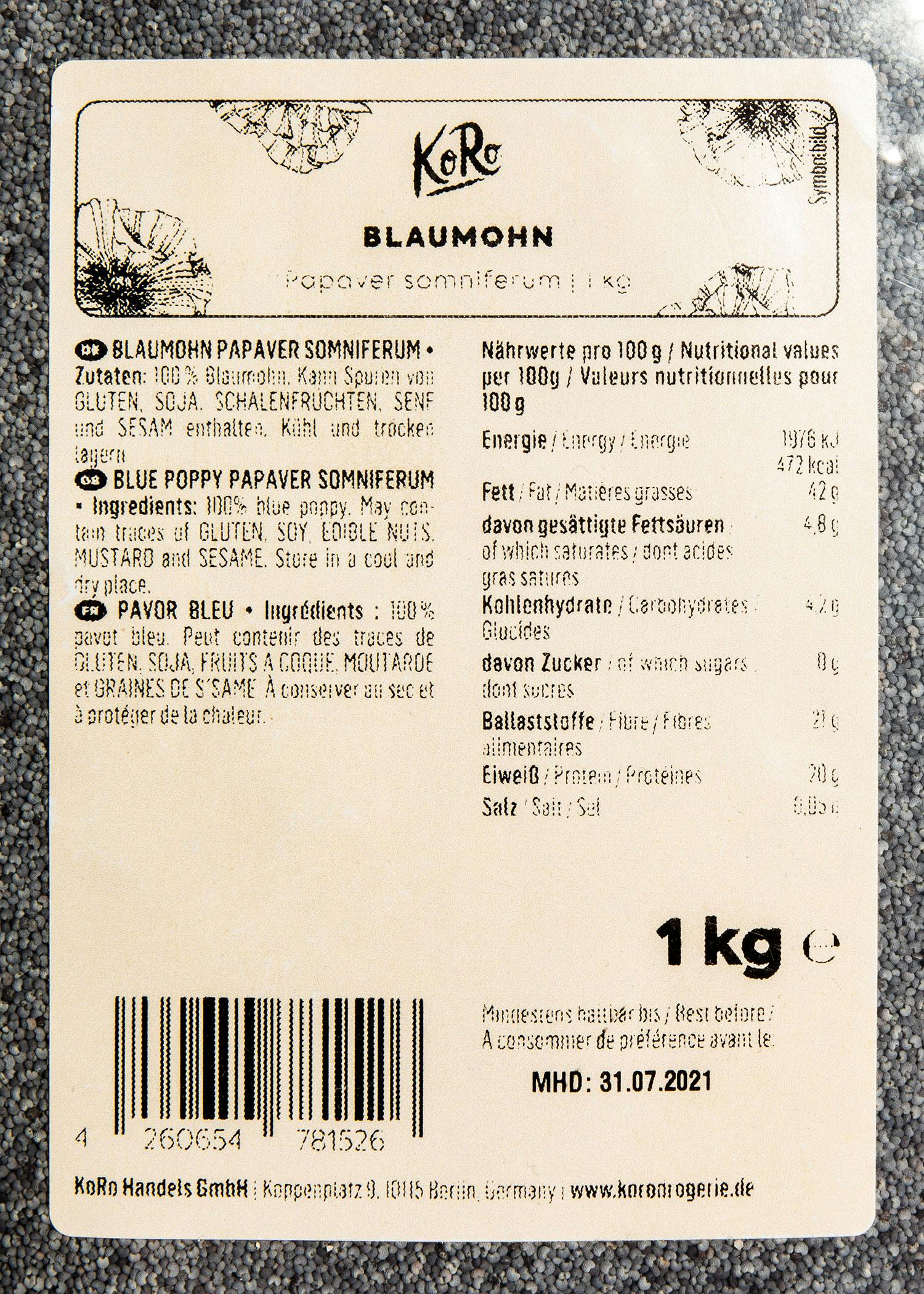 a label for a blue poppy papaver somniferum product