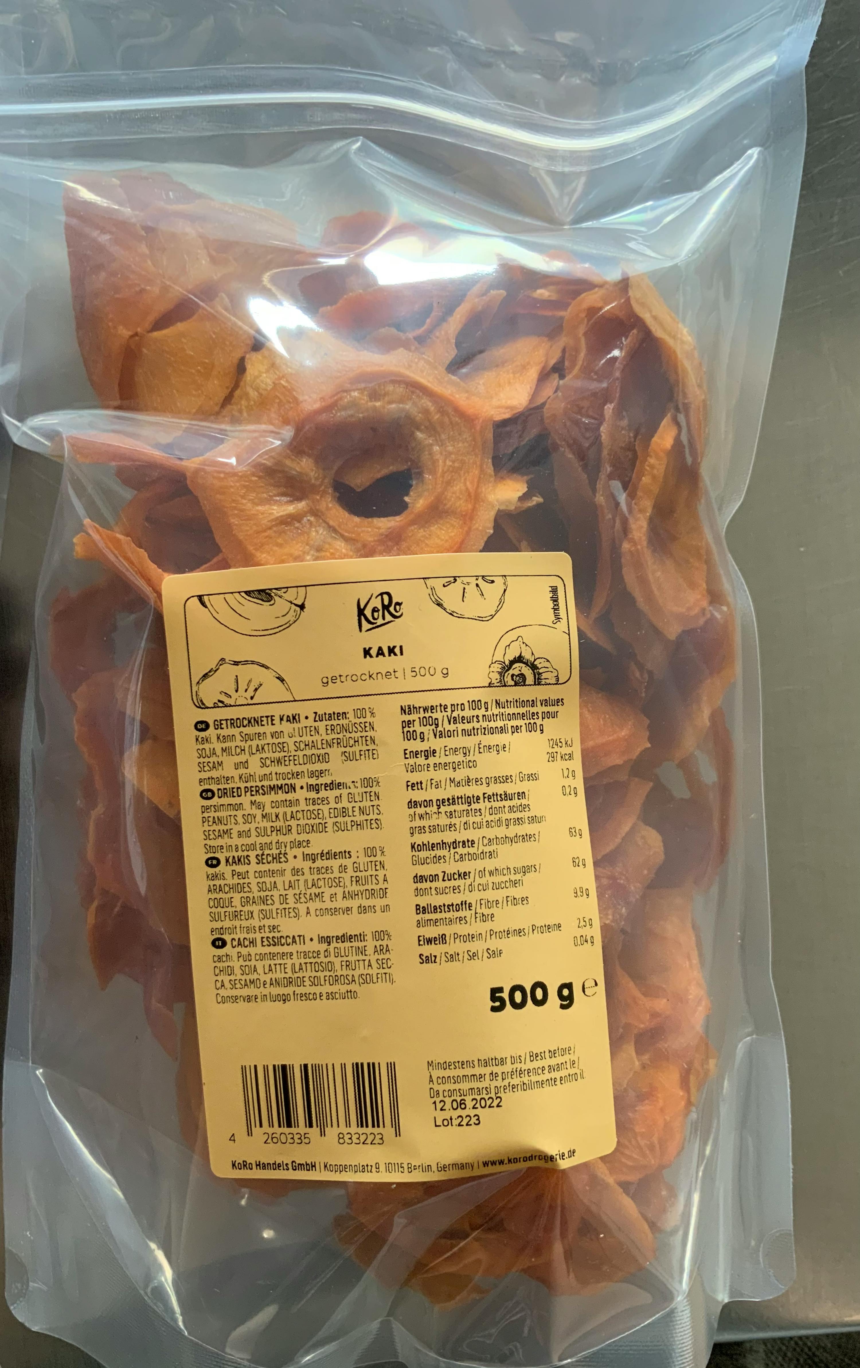 Eine Plastiktüte mit einem Etikett auf der Rückseite