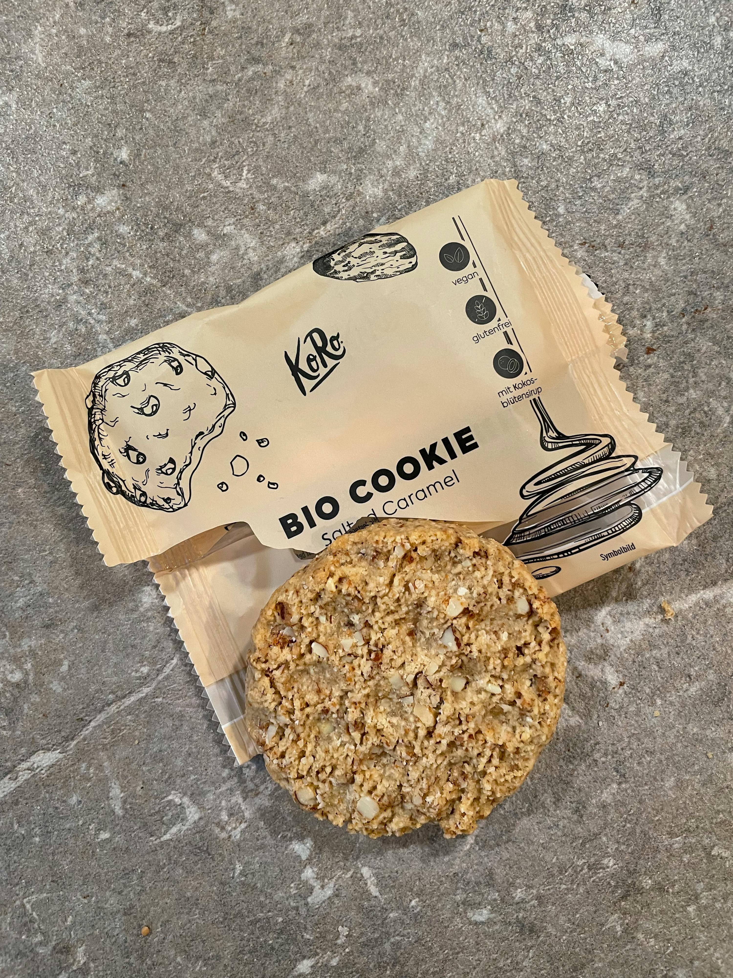 a cookie in a package that says ' bio cookie ' on it