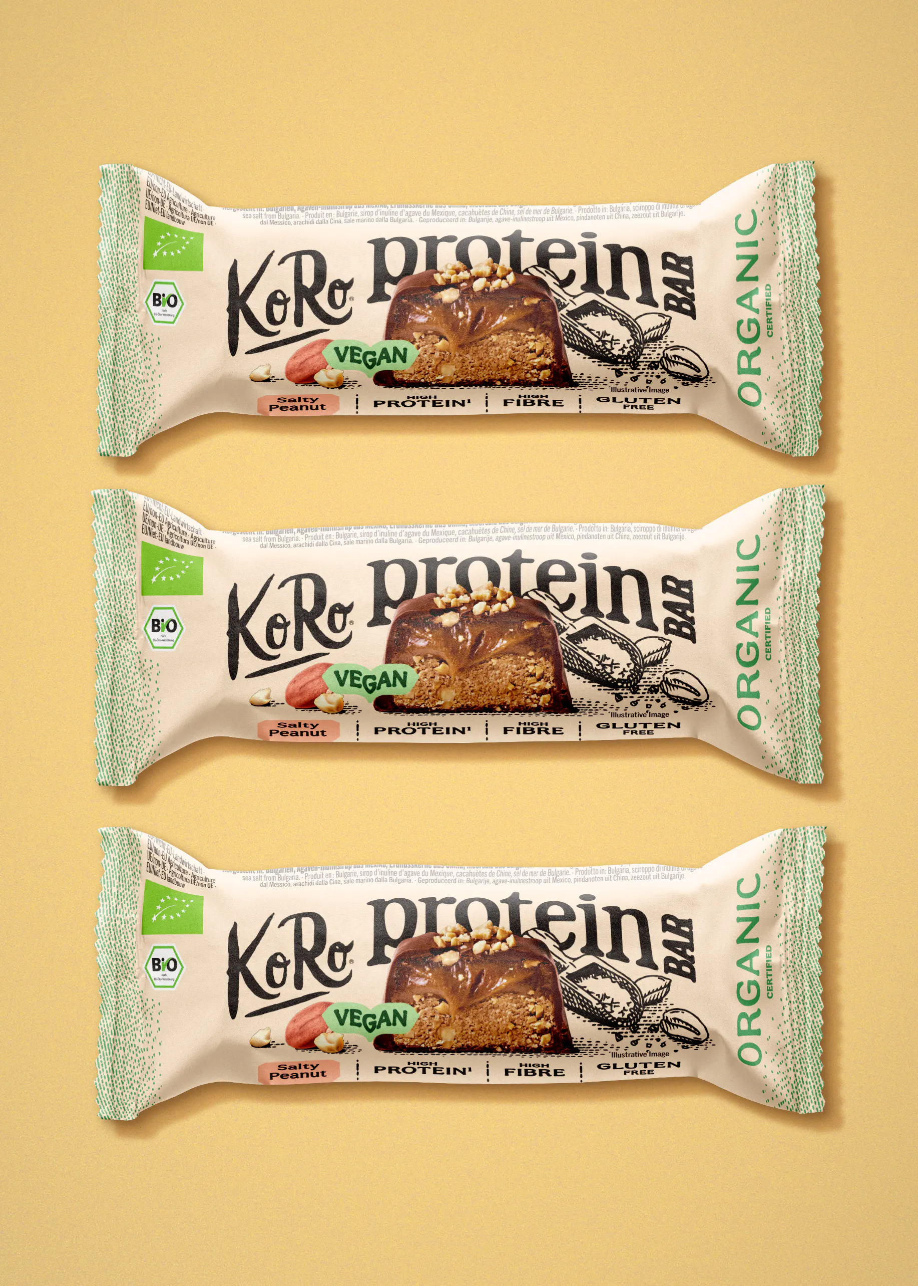 Barre protéinée vegan à la cacahuète salée bio | 3 x 45 g