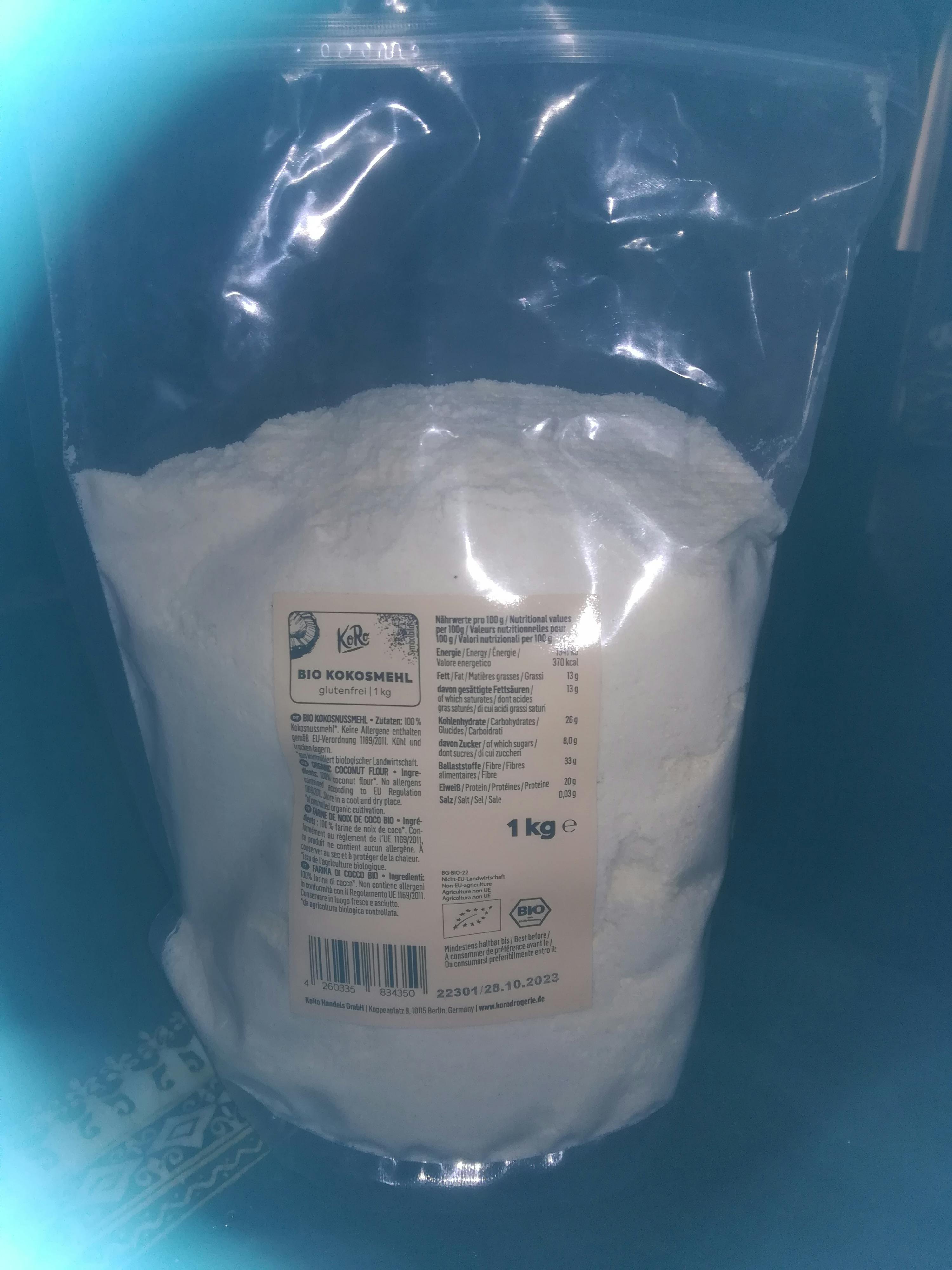 Kamelur 1kg farine de coco BIO déshuilée - farine de coco faible