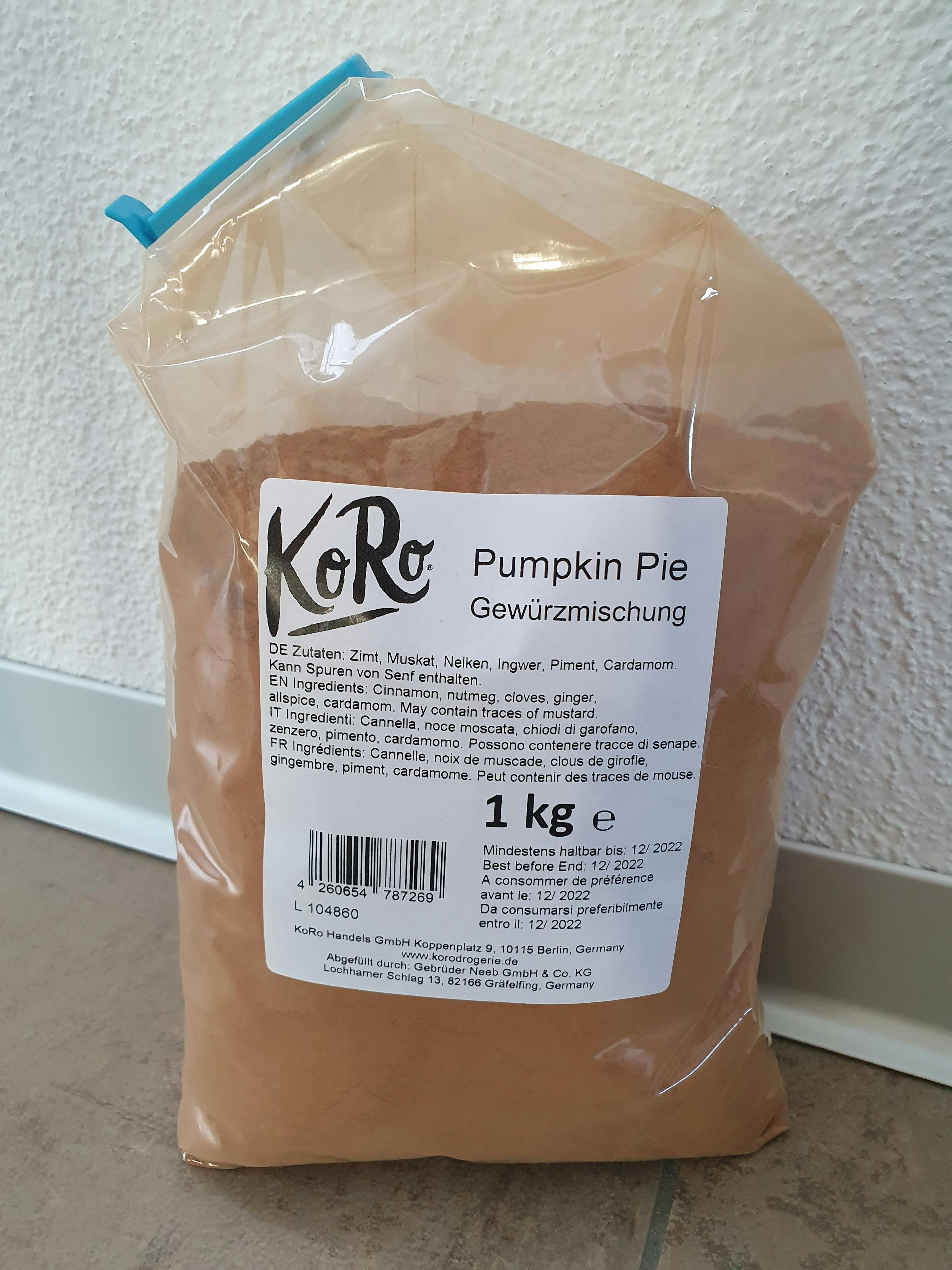 un sacchetto di polvere di torta di zucca di 1 kg