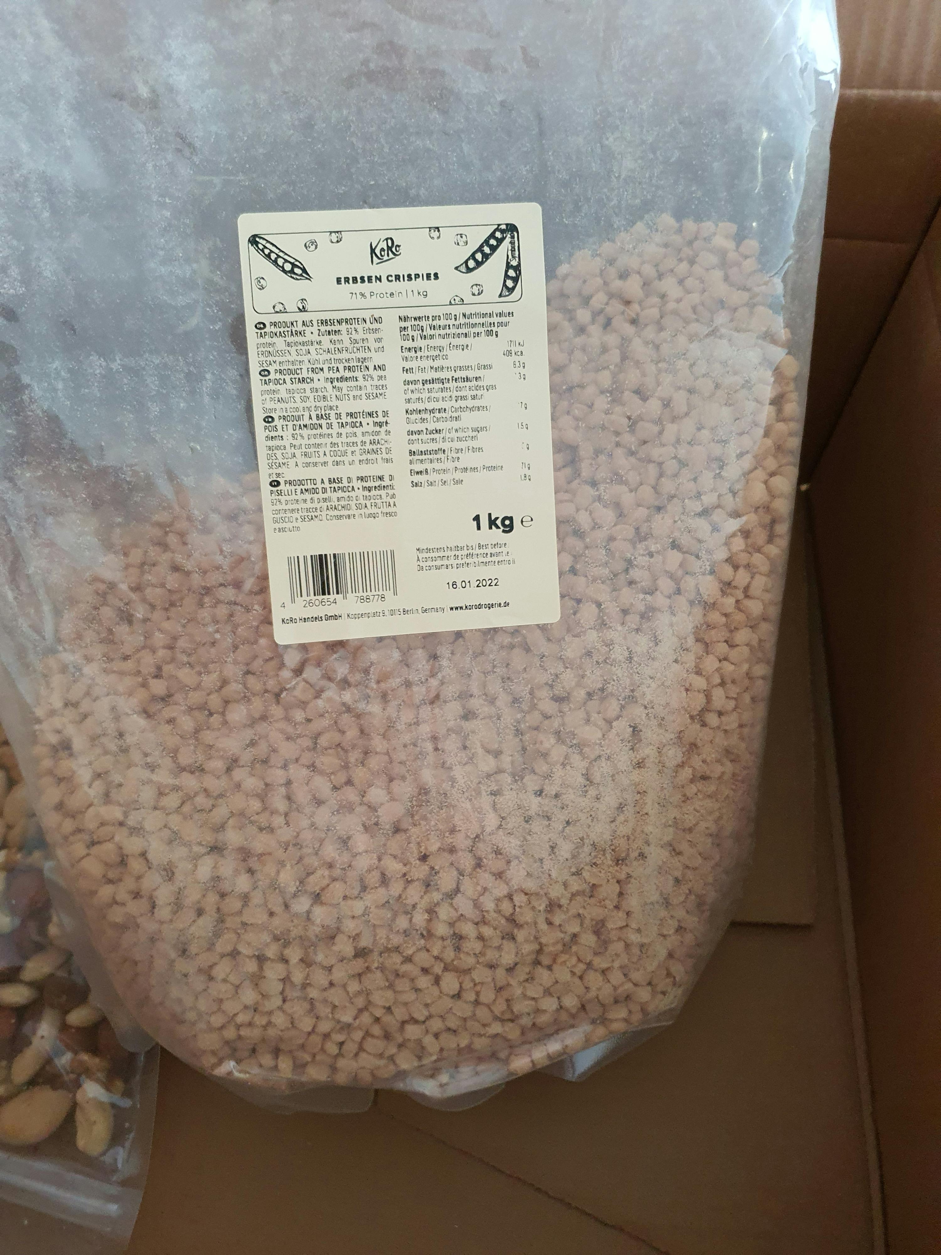 un sac de haricots avec une étiquette sur le dessus