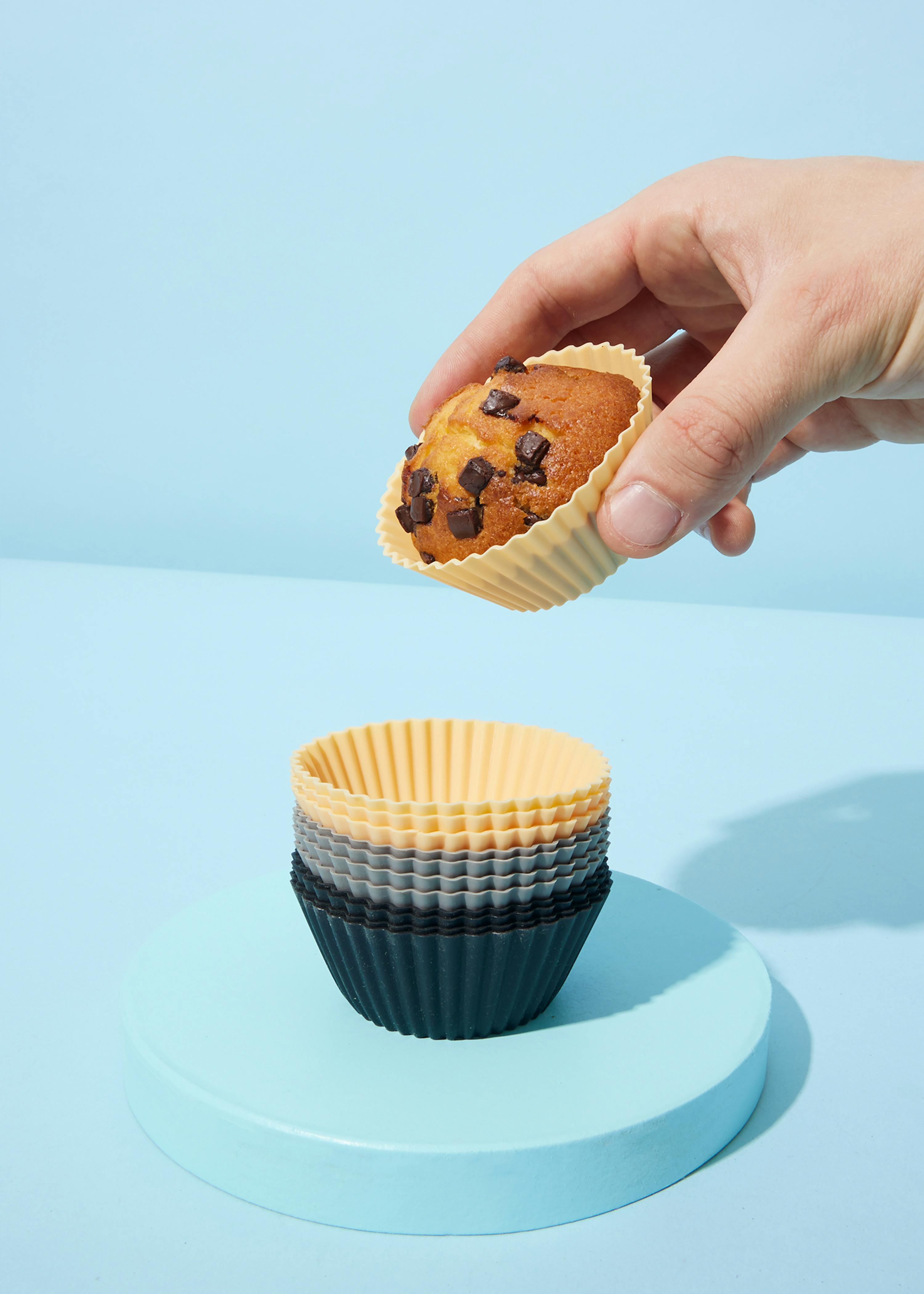 Moules à muffins en silicone 12 pièces - 3 couleurs