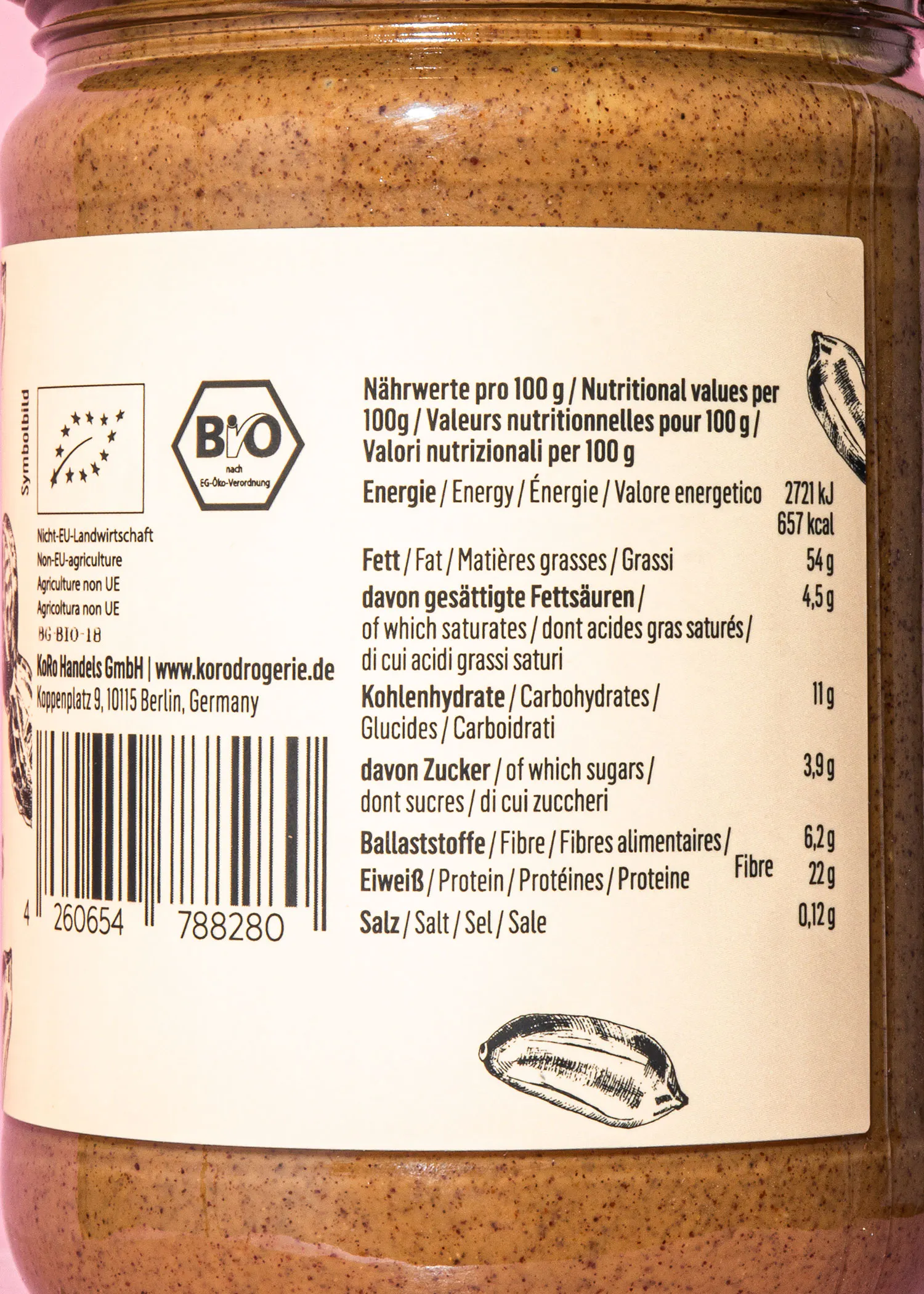 l' arrière d' un bocal de beurre de cacahuète avec des valeurs nutritionnelles