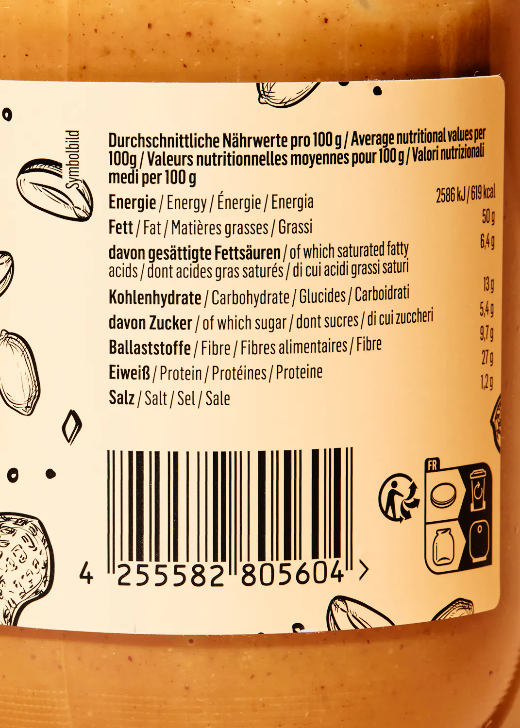 l' arrière d' une bouteille de beurre de cacahuètes avec un code qr