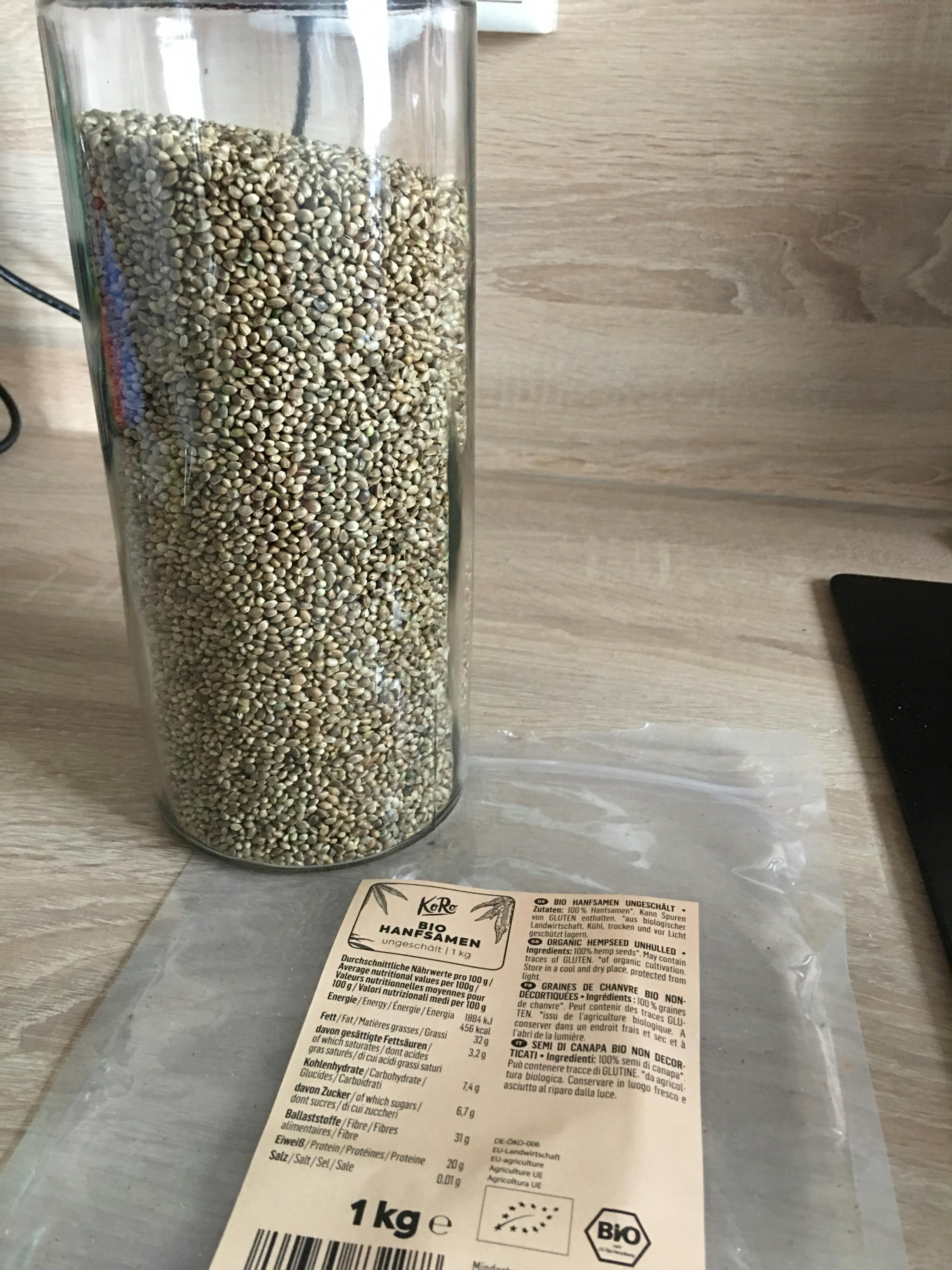 Graines de chanvre non décortiquées bio 1 kg