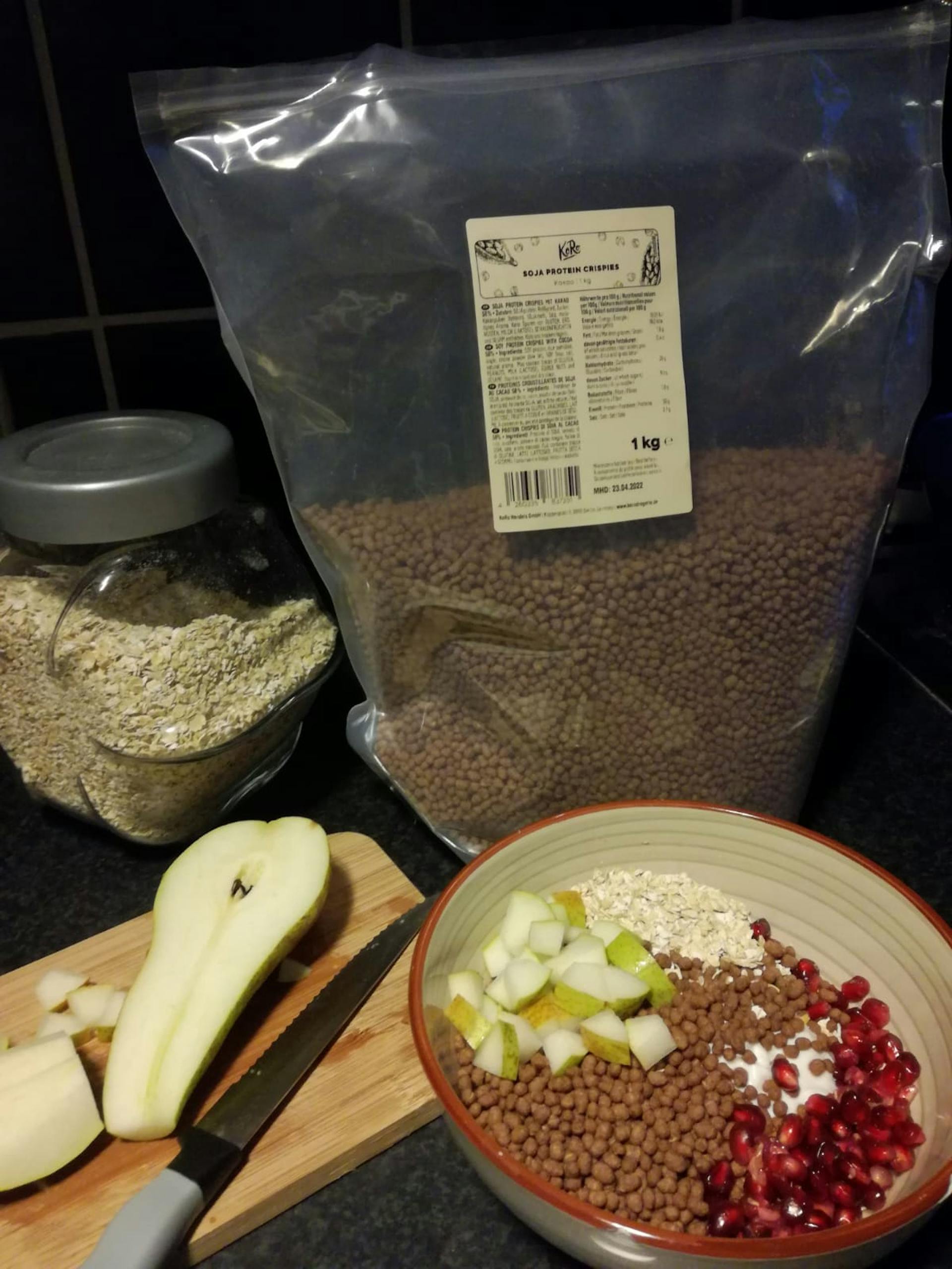 Sojacrispies mit Kakao 1kg, vegan und proteinreich. Knusprige Soja