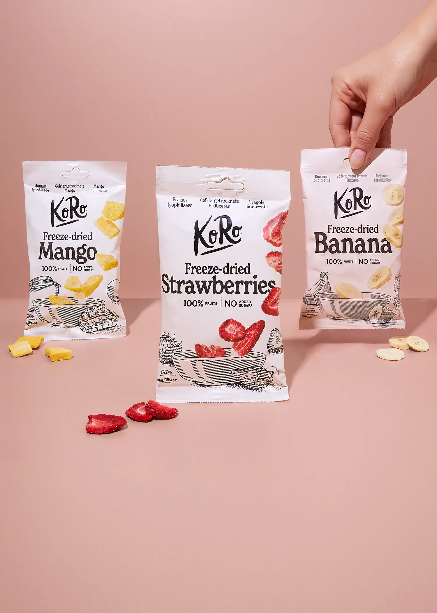 Lot de fruits lyophilisés : trio de saveurs