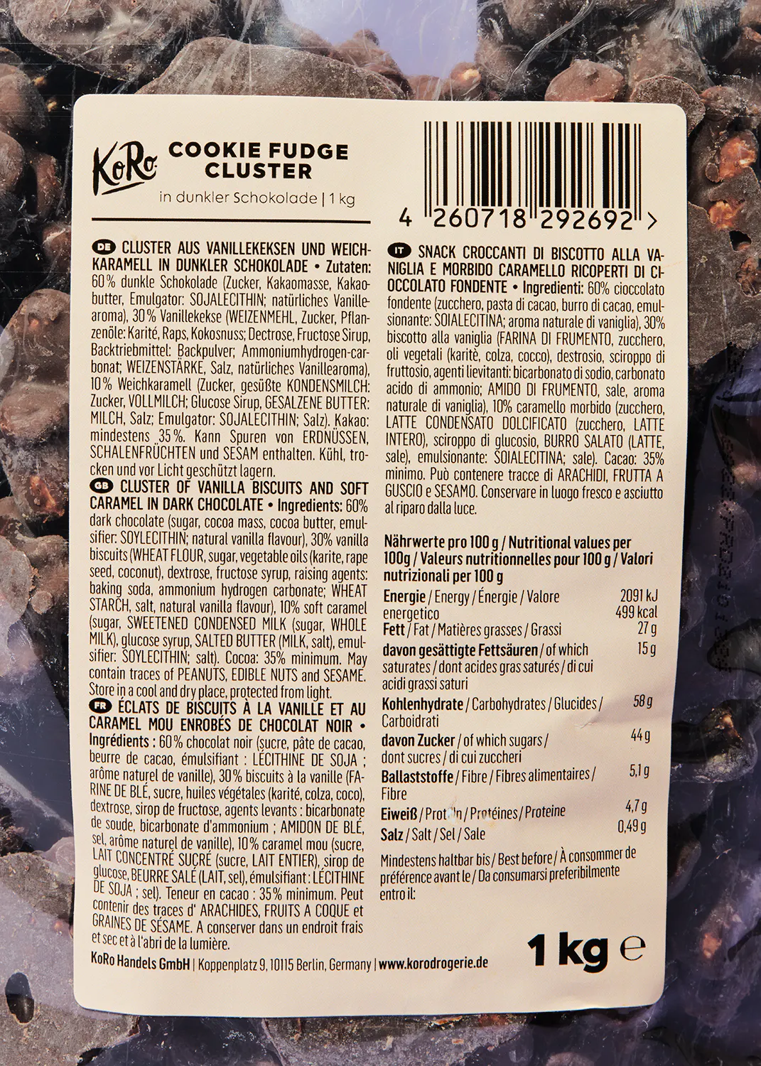 die Rückseite eines Keks Fudge-Clusters