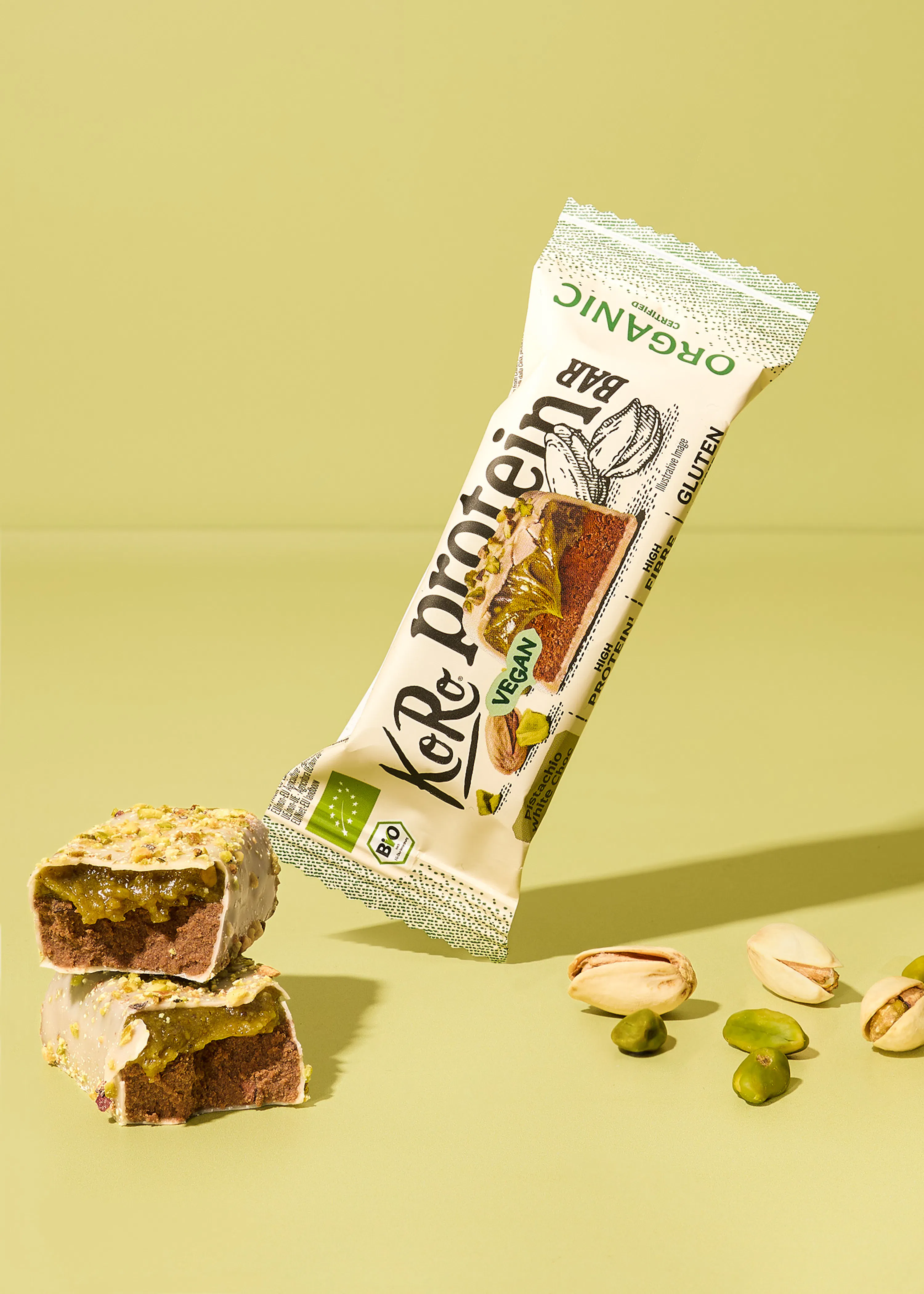 Vegan bio protein bar pistachio white choc | 45 g