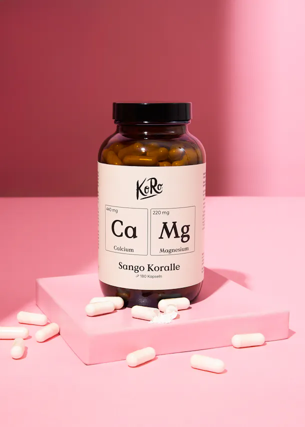 a bottle of karo sango koralle calcium and magnesium capsules