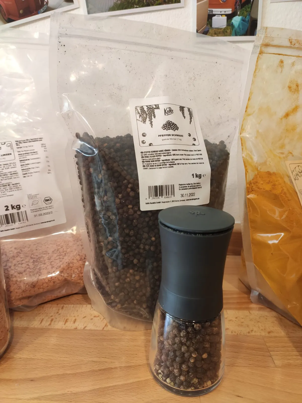 1 Kg Ganze Schwarze Pfefferkörner – Frisch Für Die Mühle, 1000 G Premium-Gewürz