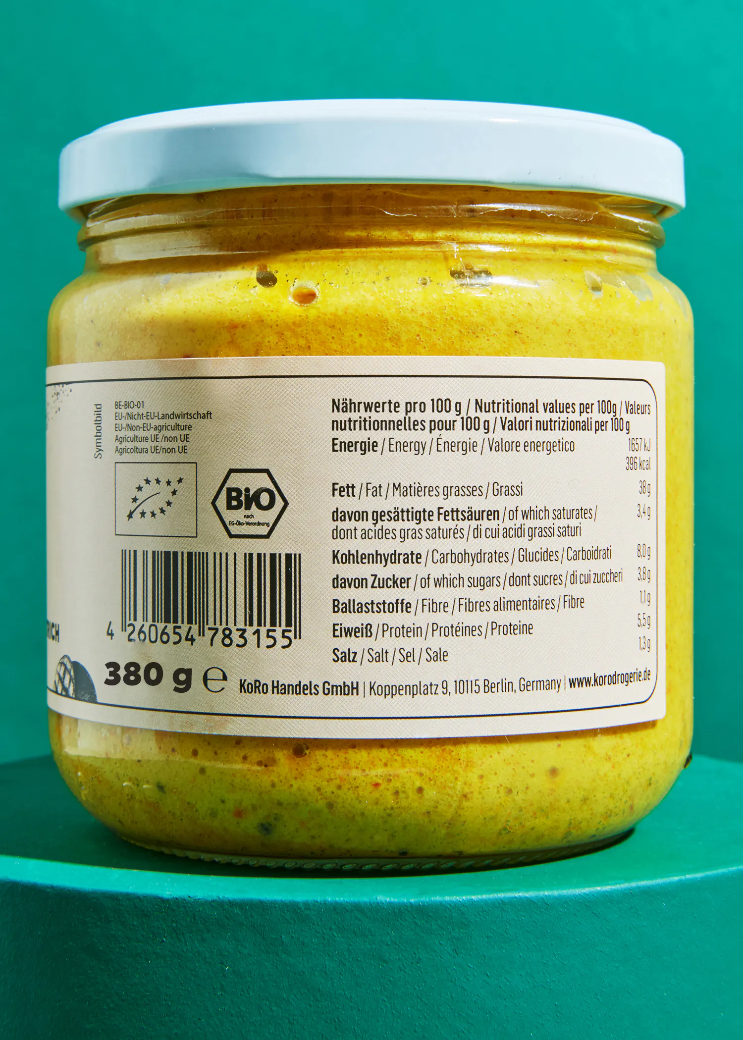 a jar of mustard has a label that says bio