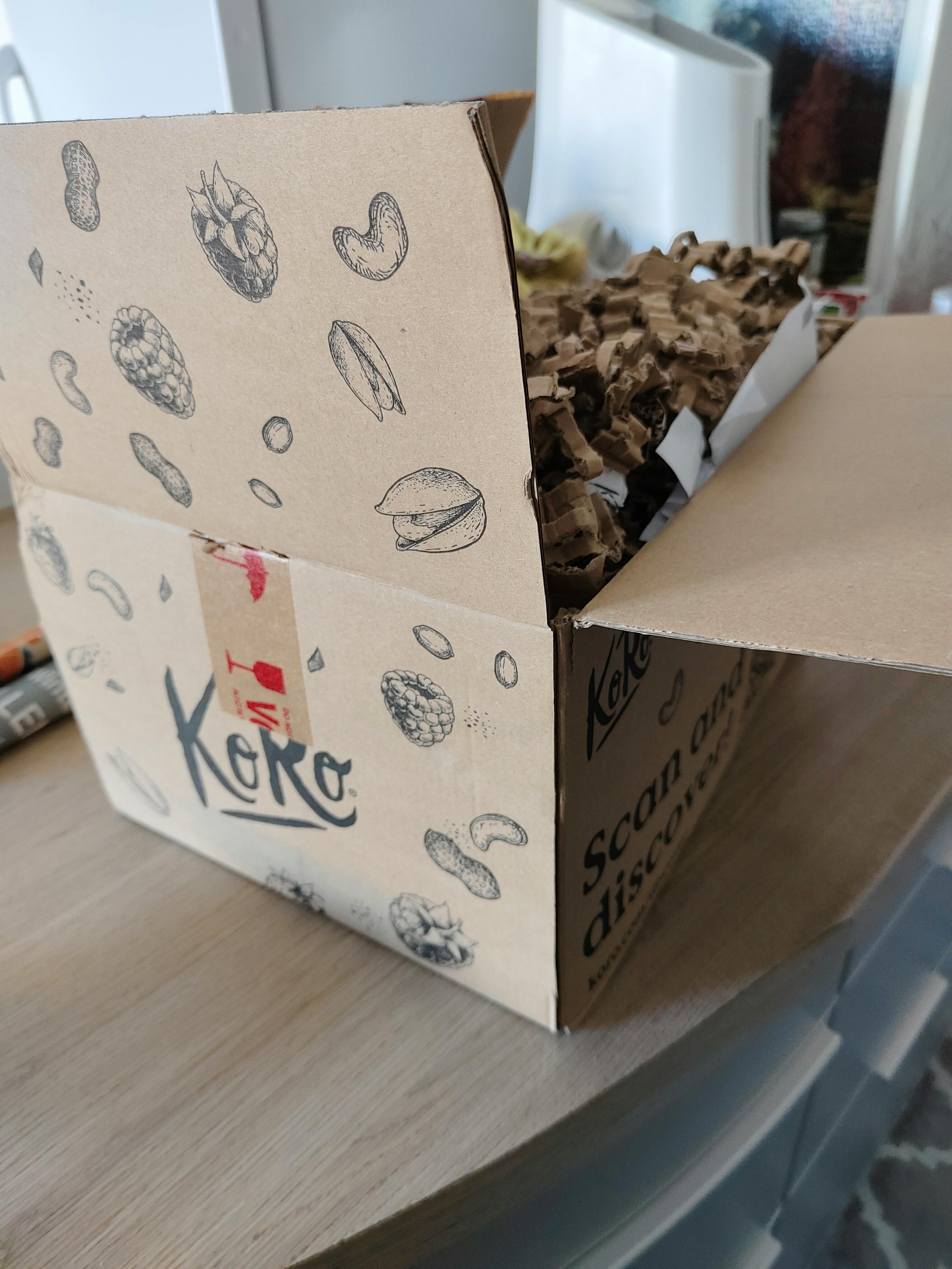a cardboard box that says koko on it