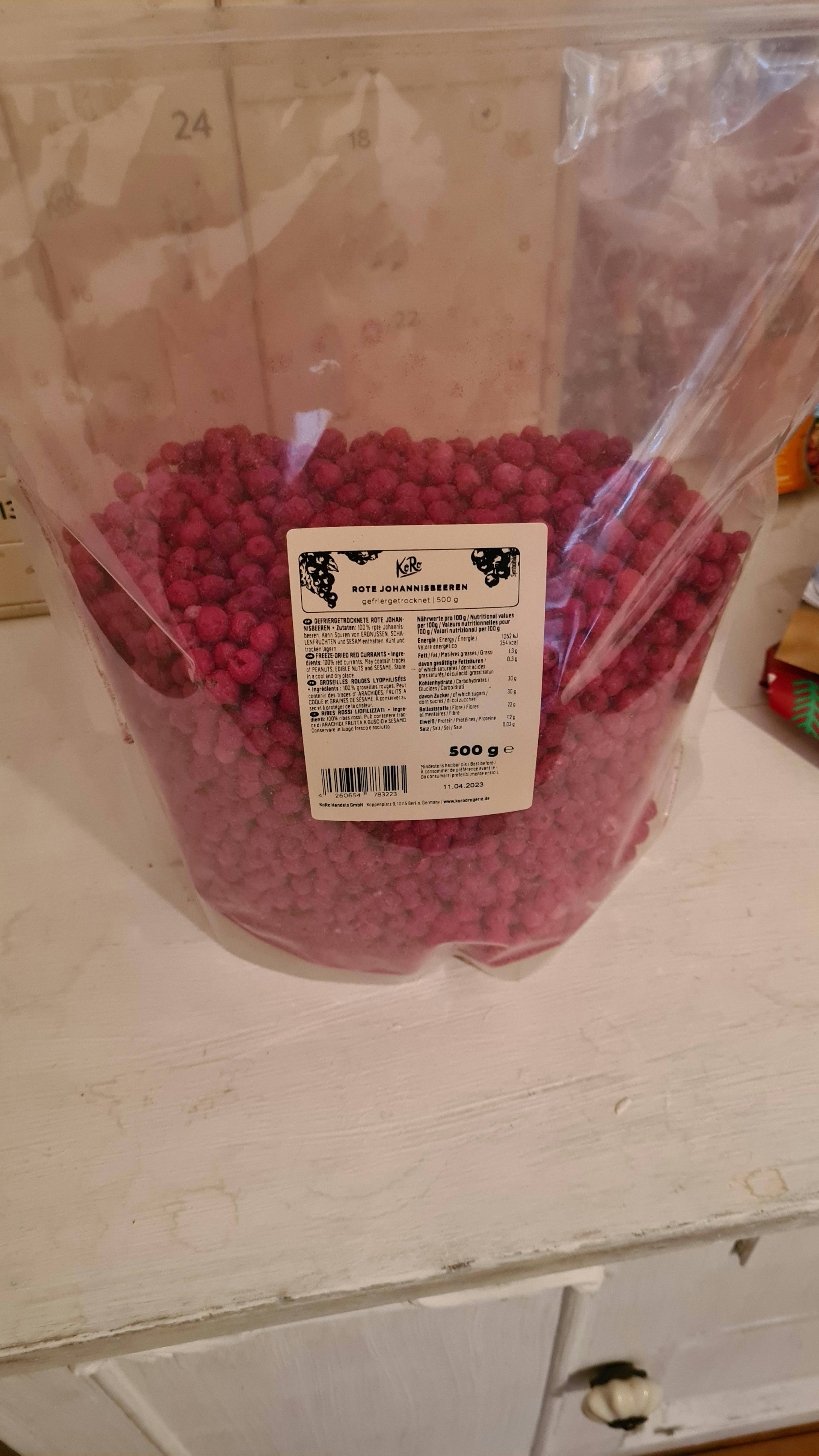 a bag of pink berries with a label that says kids