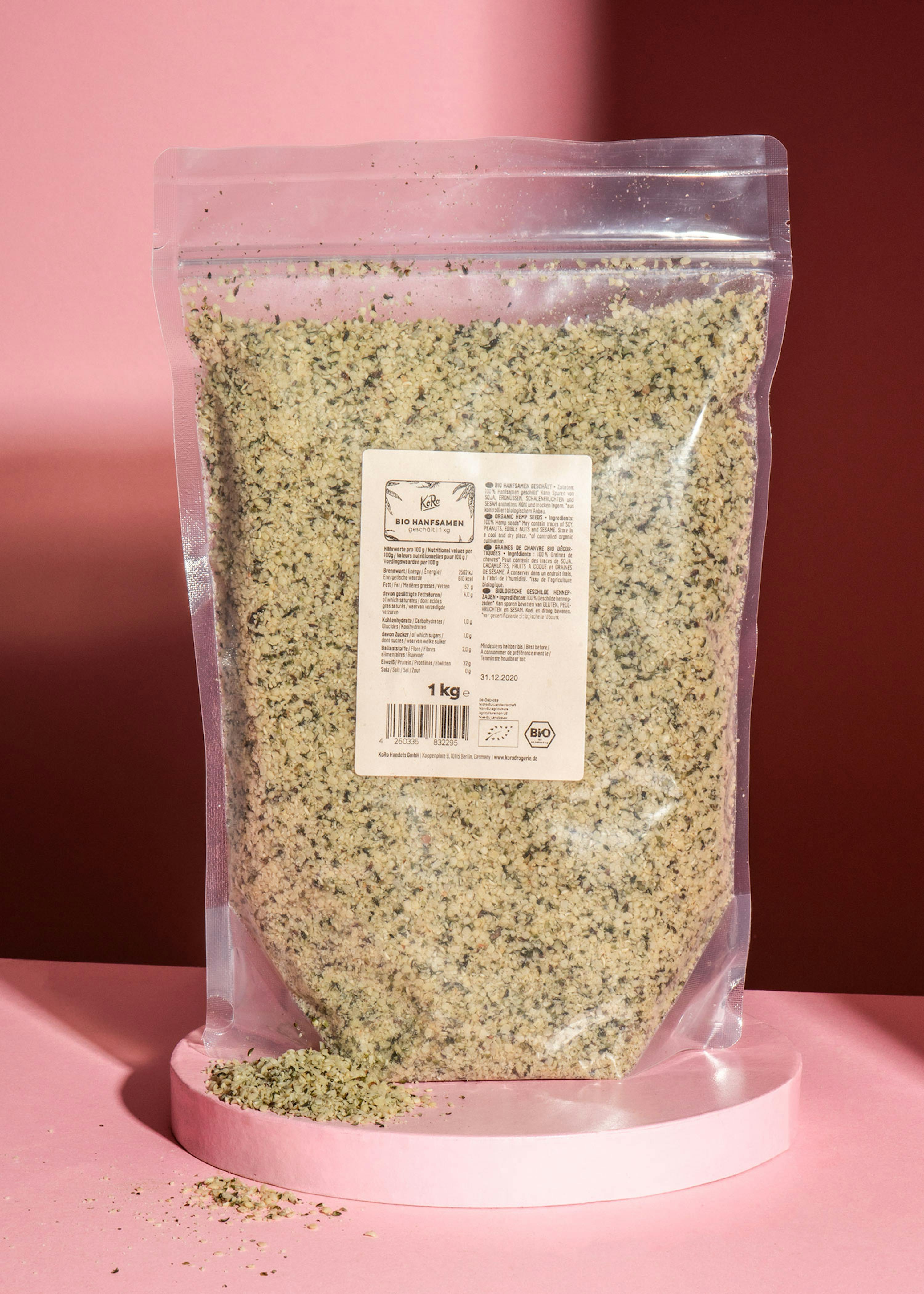 Graines de chanvre décortiquées bio 1 kg - Sans additif