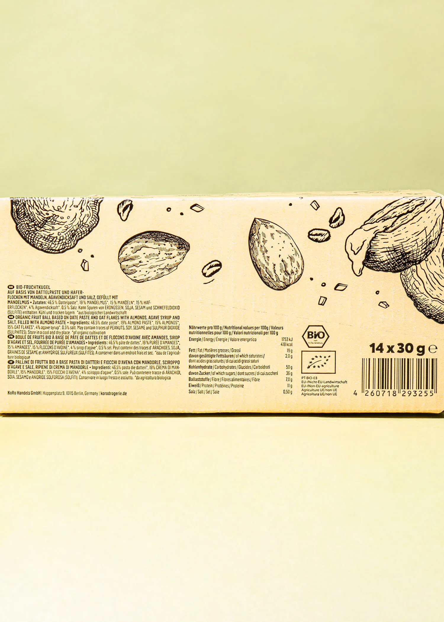 l' arrière d' une boîte de nougat bio