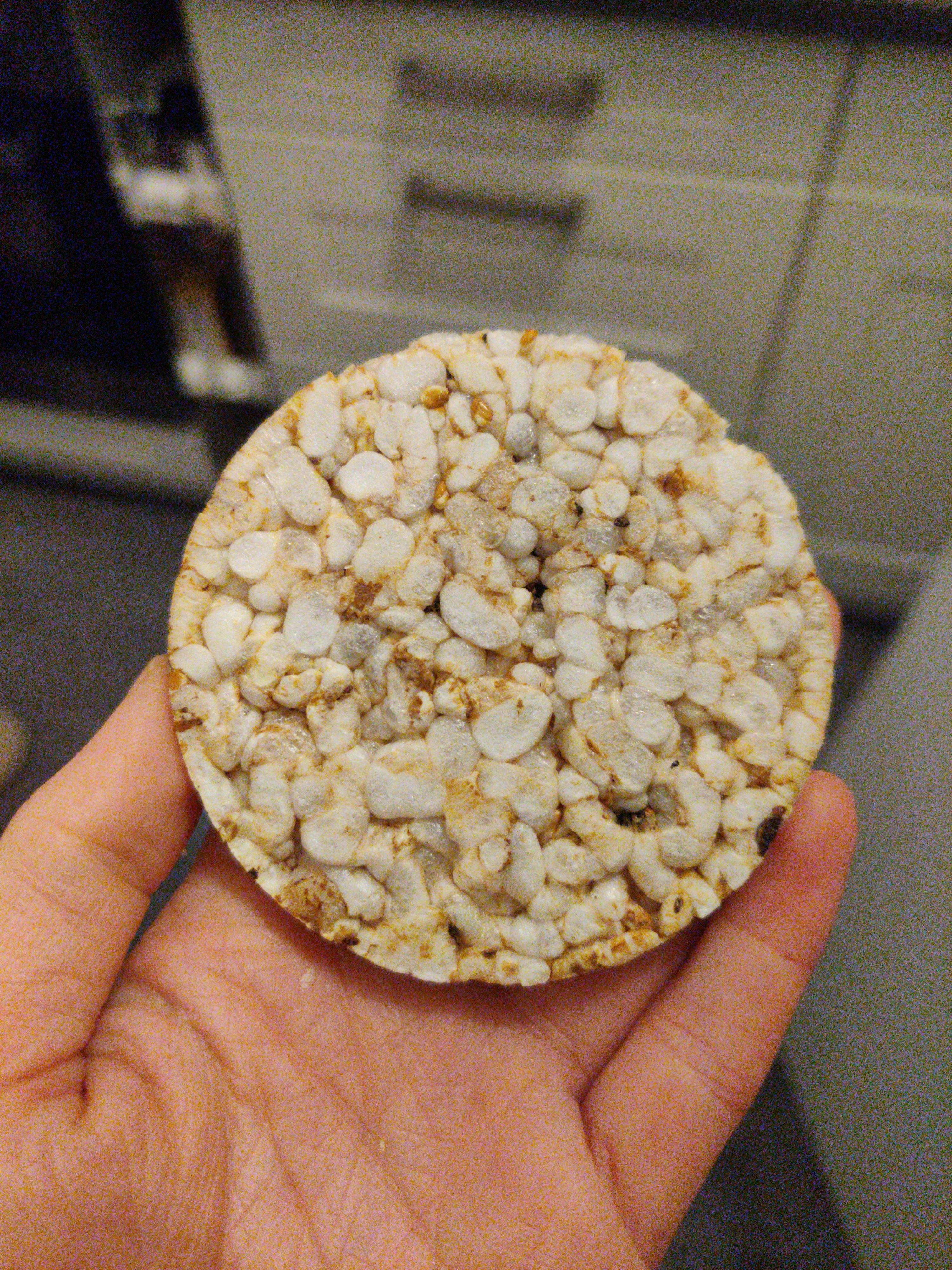 une personne tient une tranche de pain de riz dans sa main