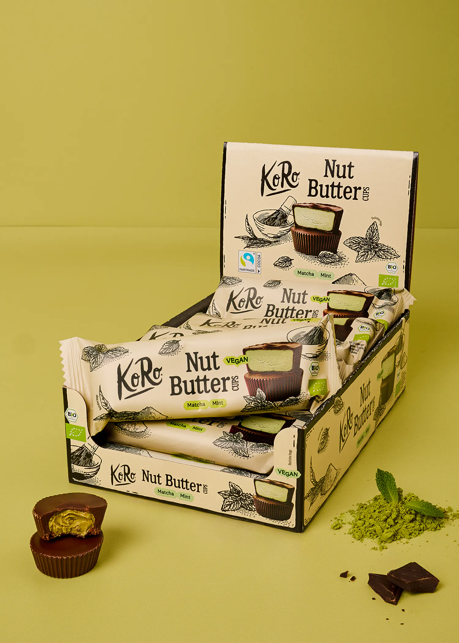 Bio Nut Butter Cups Matcha-Mint | 12 x 3 x 13 g