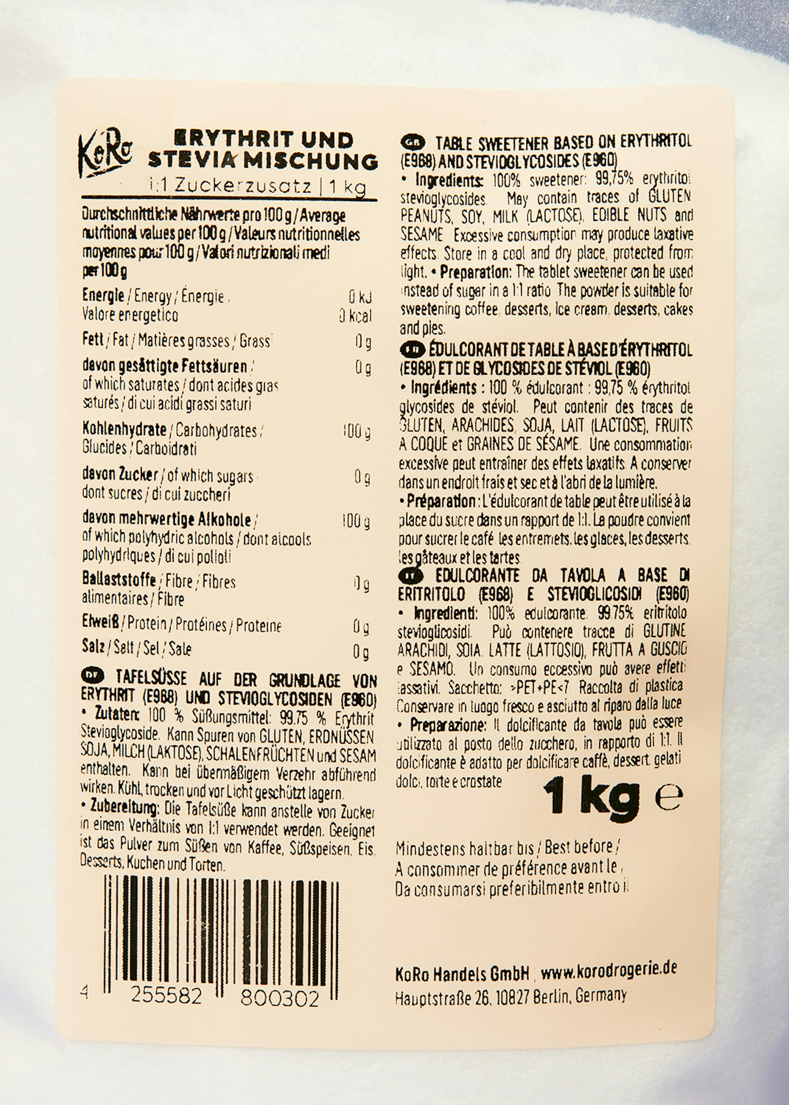 Acheter notre mélange erythritol et stévia KoRo Luxembourg