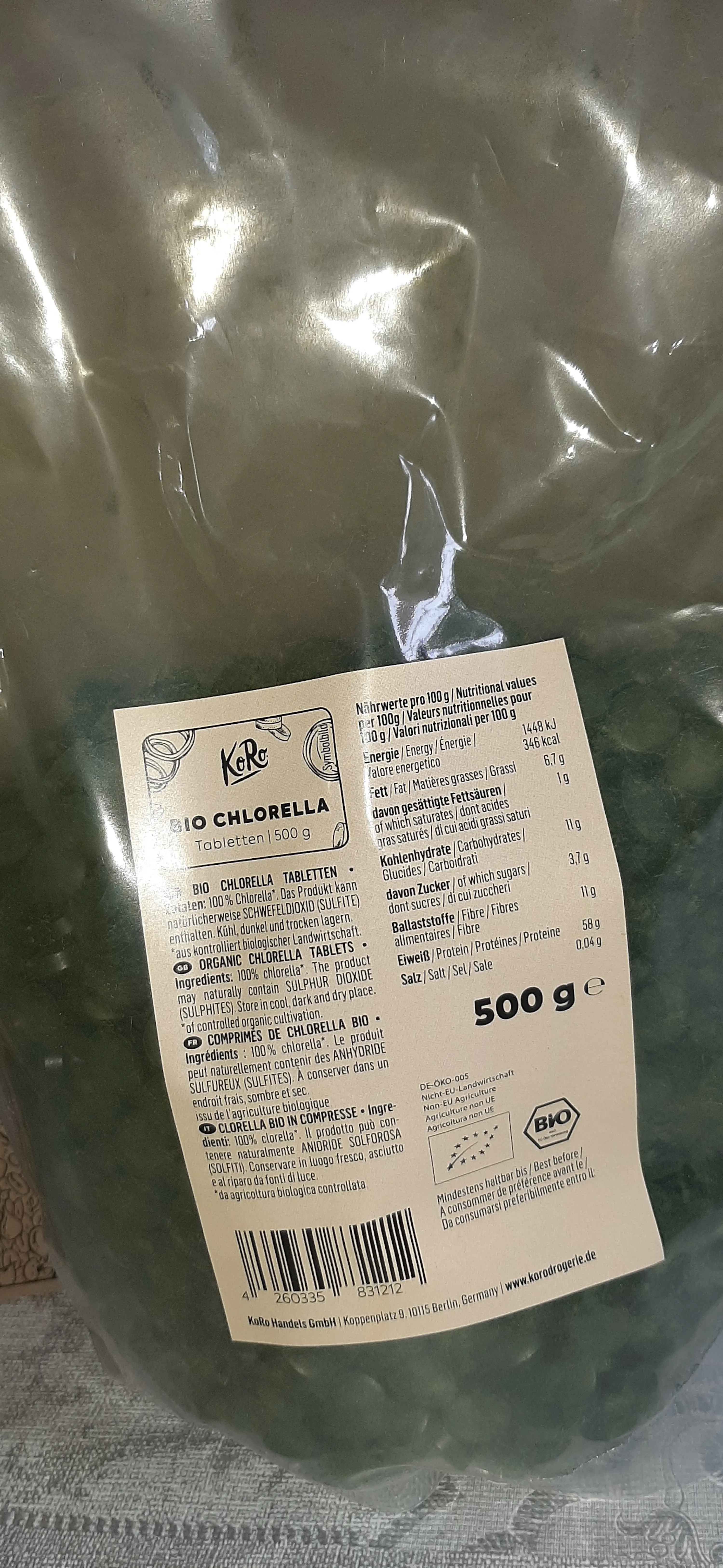 Bio Chlorella Tabletten 500 g | CHLOR_001 | KoRo Germany