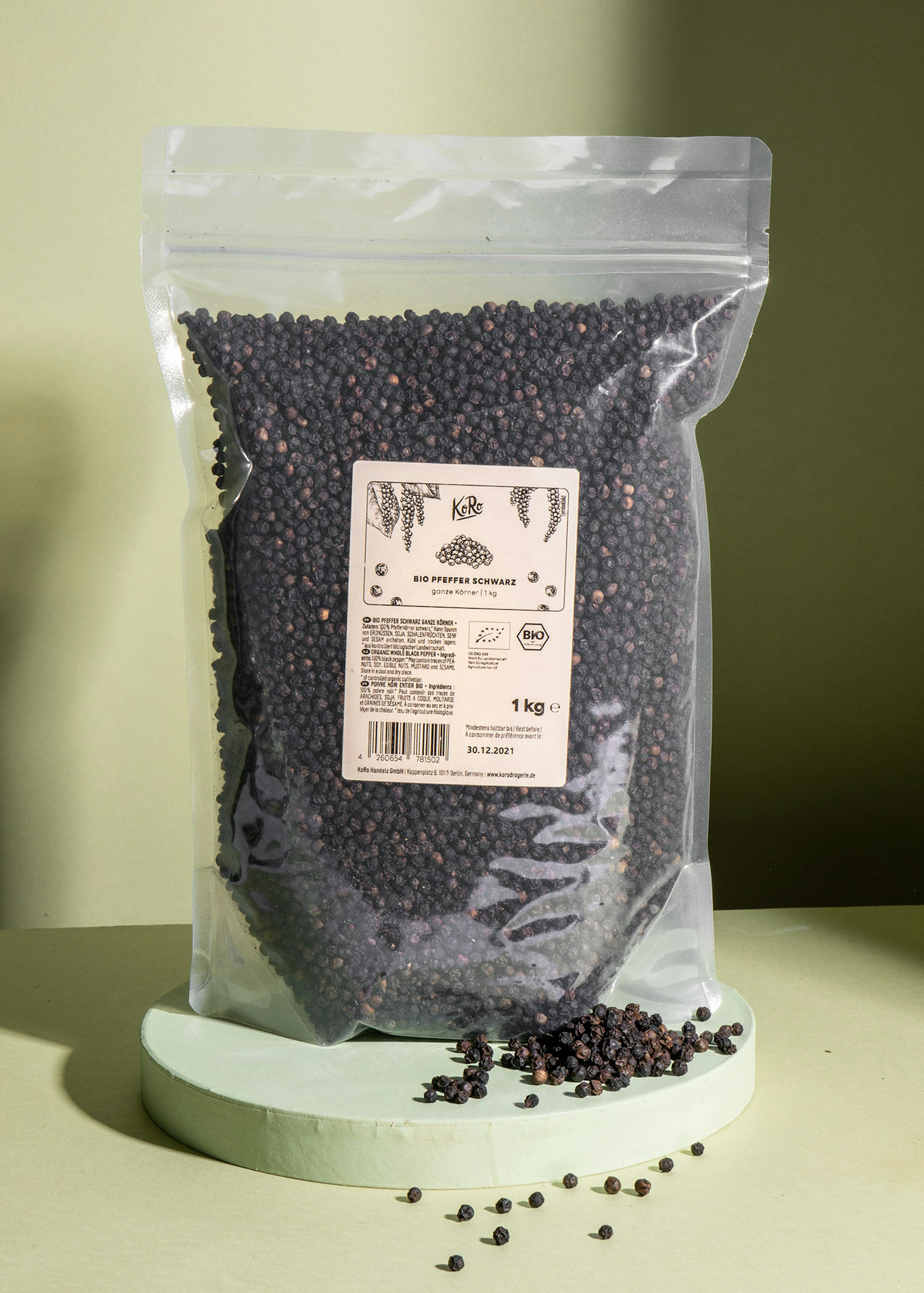 Poivre noir Bio en grain entier - Origine malabar - vendu par 200g