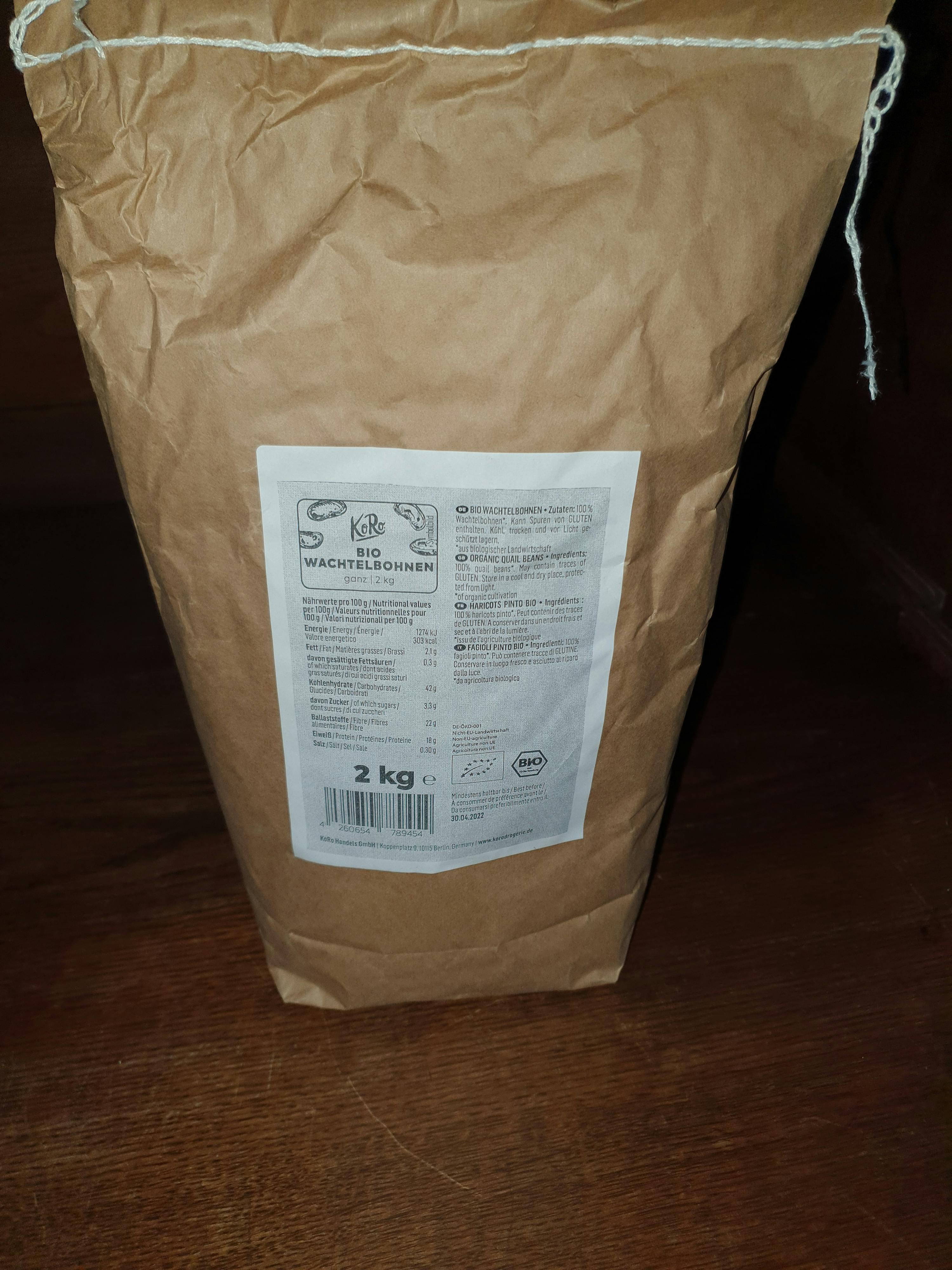 un sacchetto di carta marrone con un etichetta che dice 2 kg