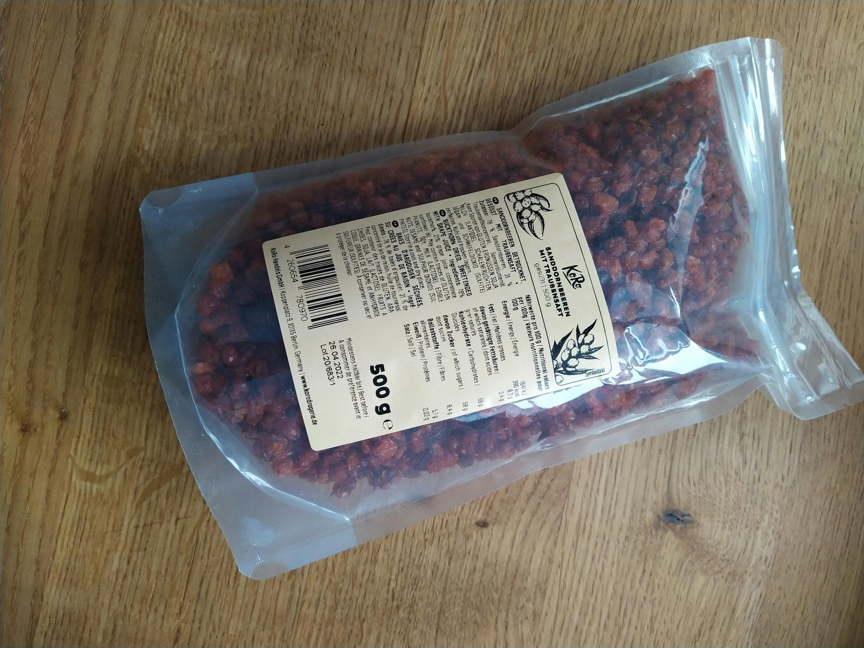 eine Plastiktüte mit einem Etikett auf der Rückseite