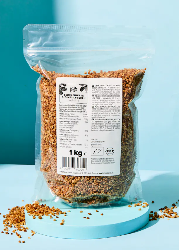a bag of grains with a label that says bio on it