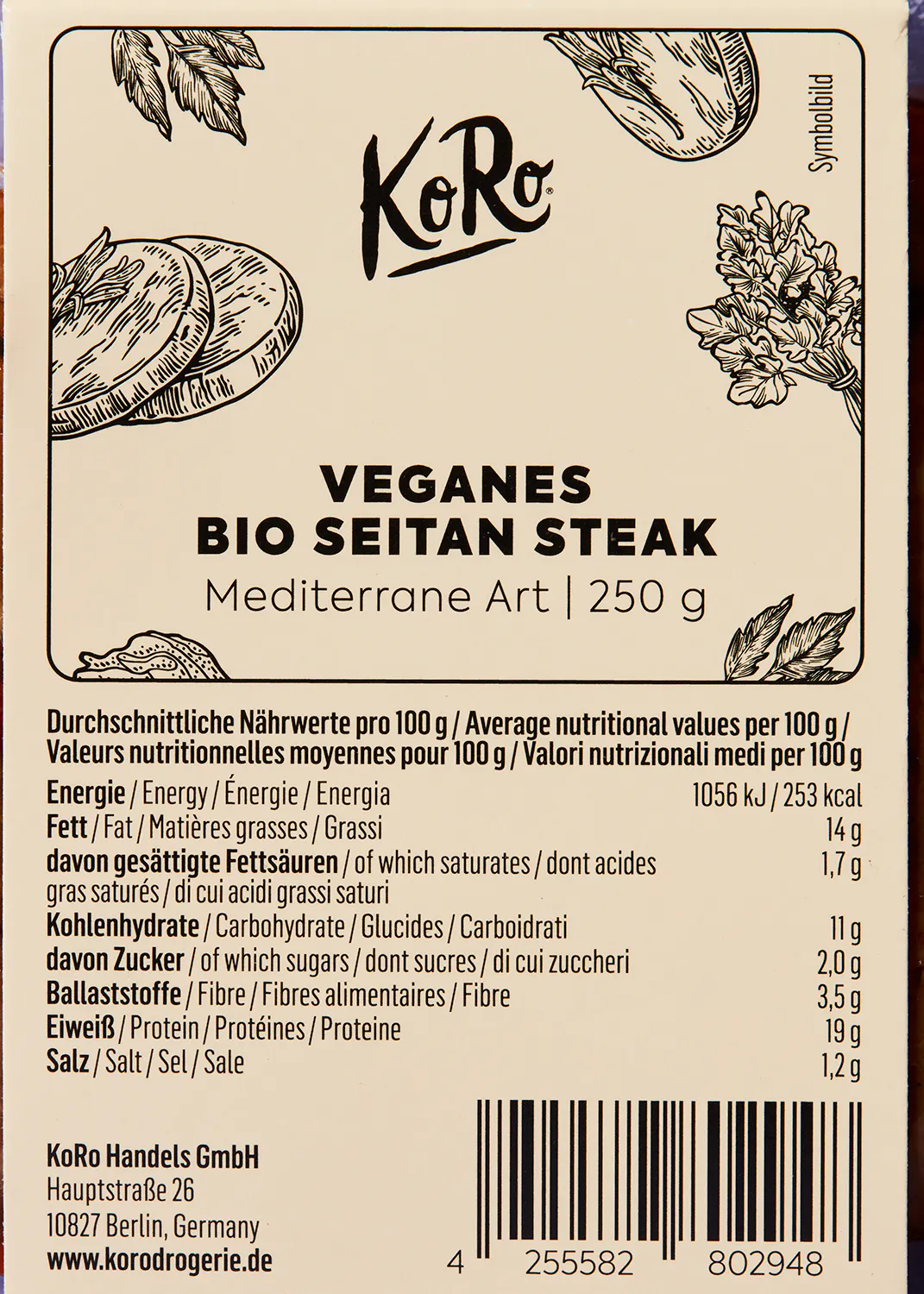 die Rückseite eines veganen Bio-Seetangsteaks
