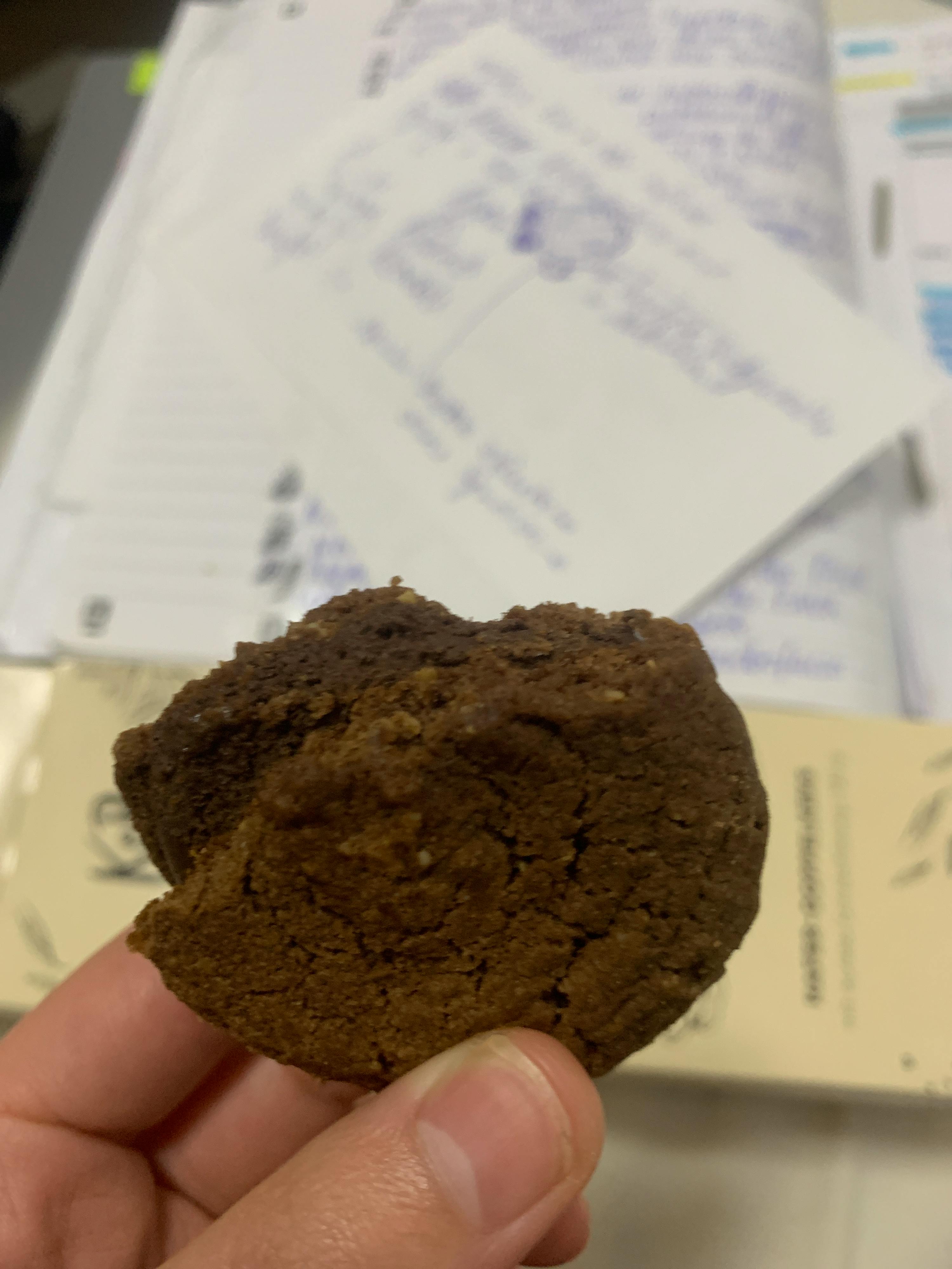 eine Person hält ein Schokoladenkeks in der Hand