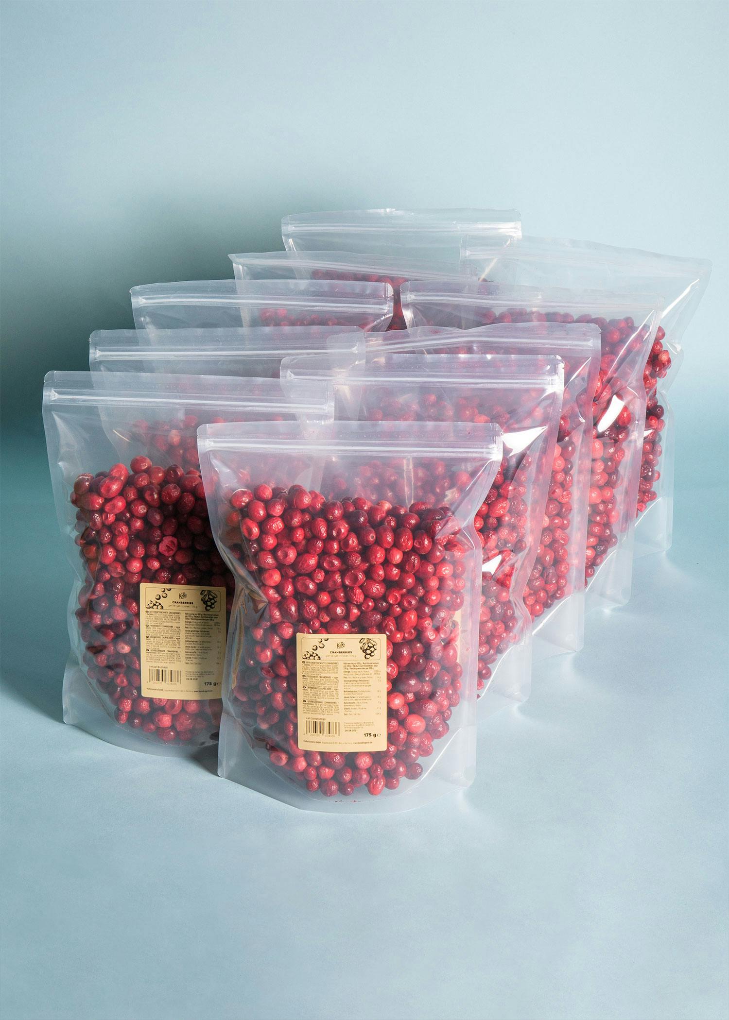 Cranberries lyophilisés, lot de 10 paquets de 175 g