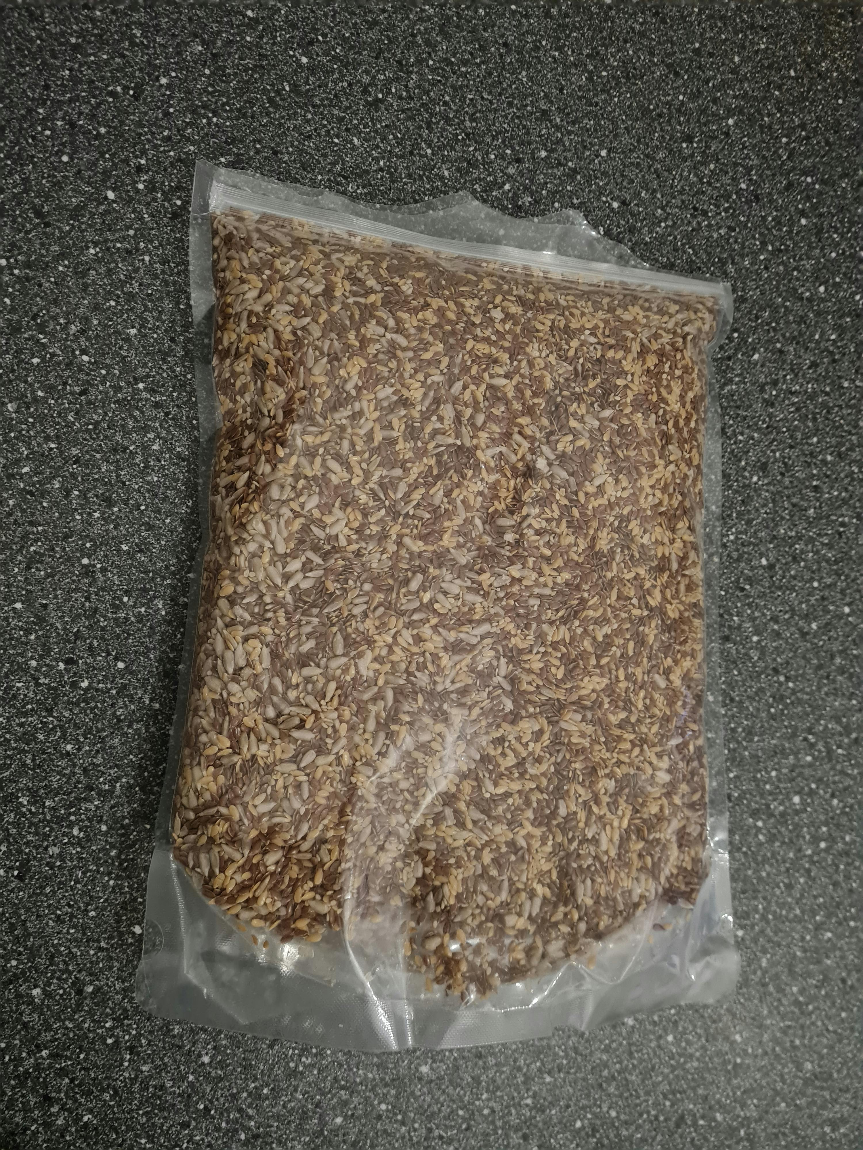 a bag of rice is sitting on a counter top