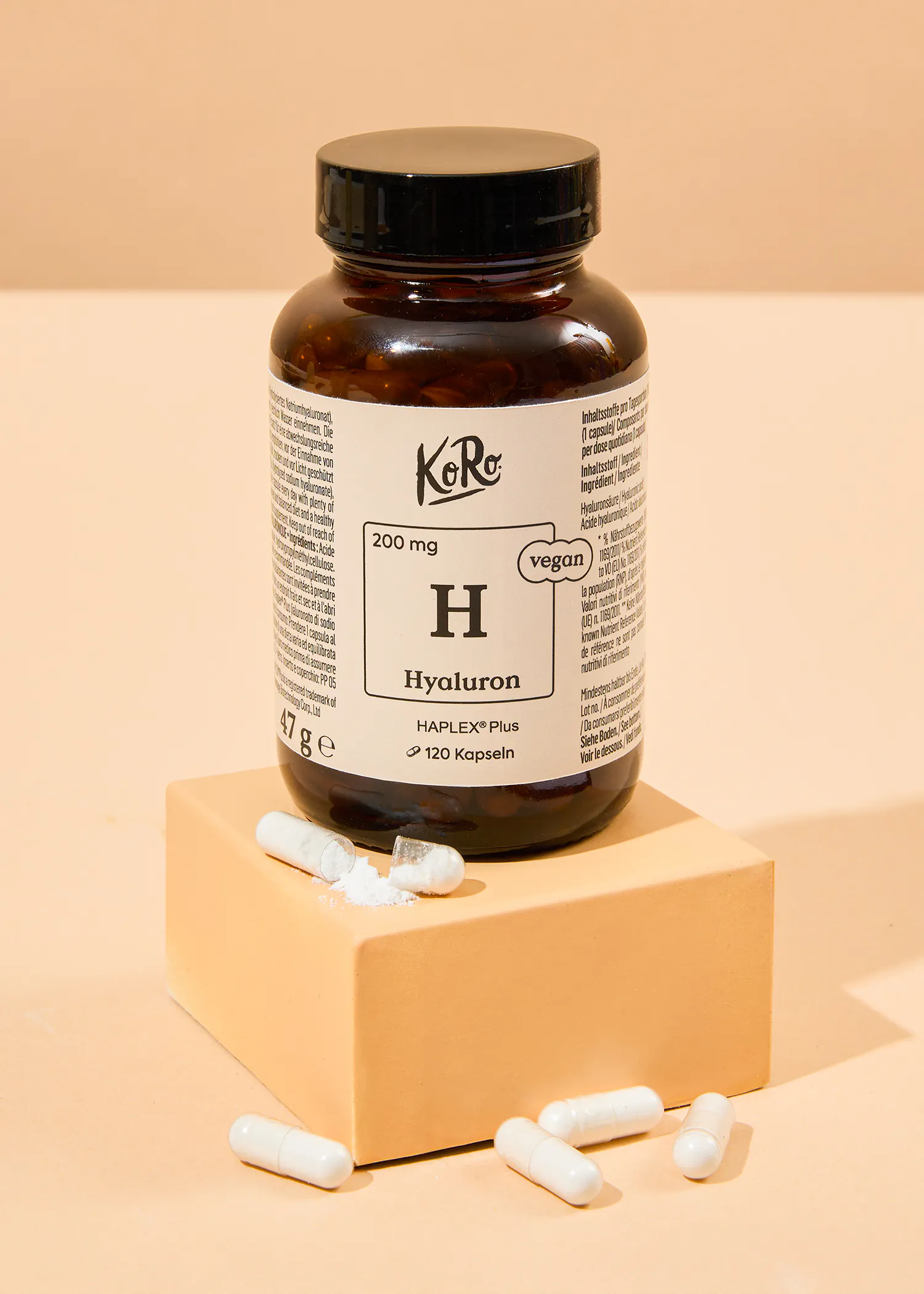 a bottle of hyaluron has 120 capsules inside of it