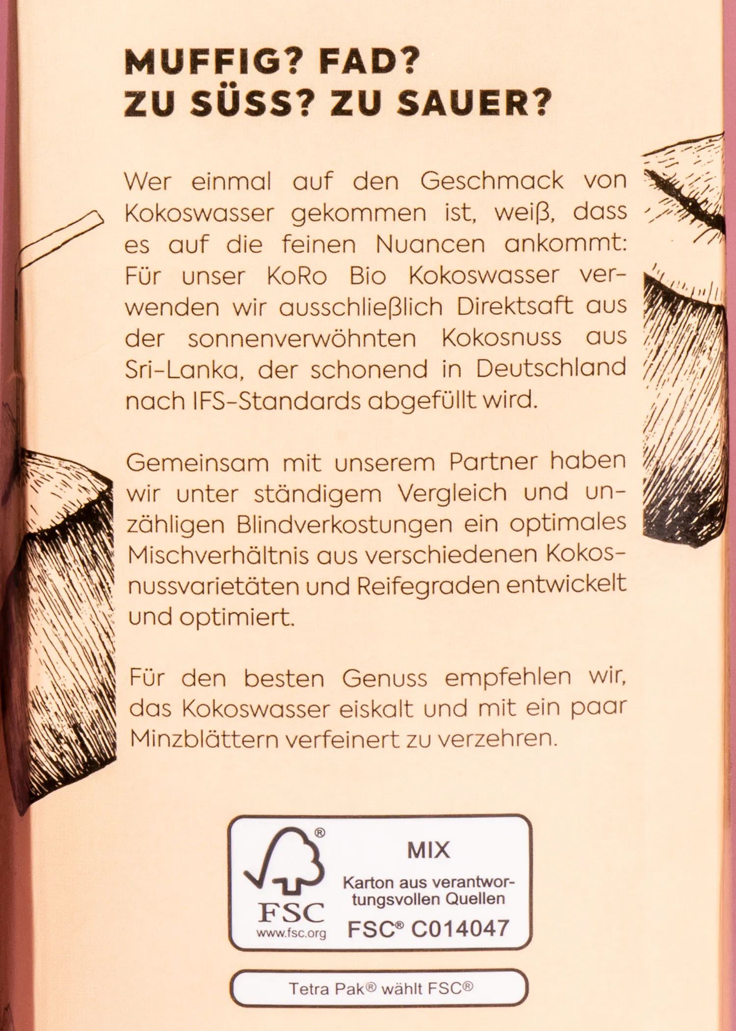 the back of a box that says muftig fad zu süss zu sauer