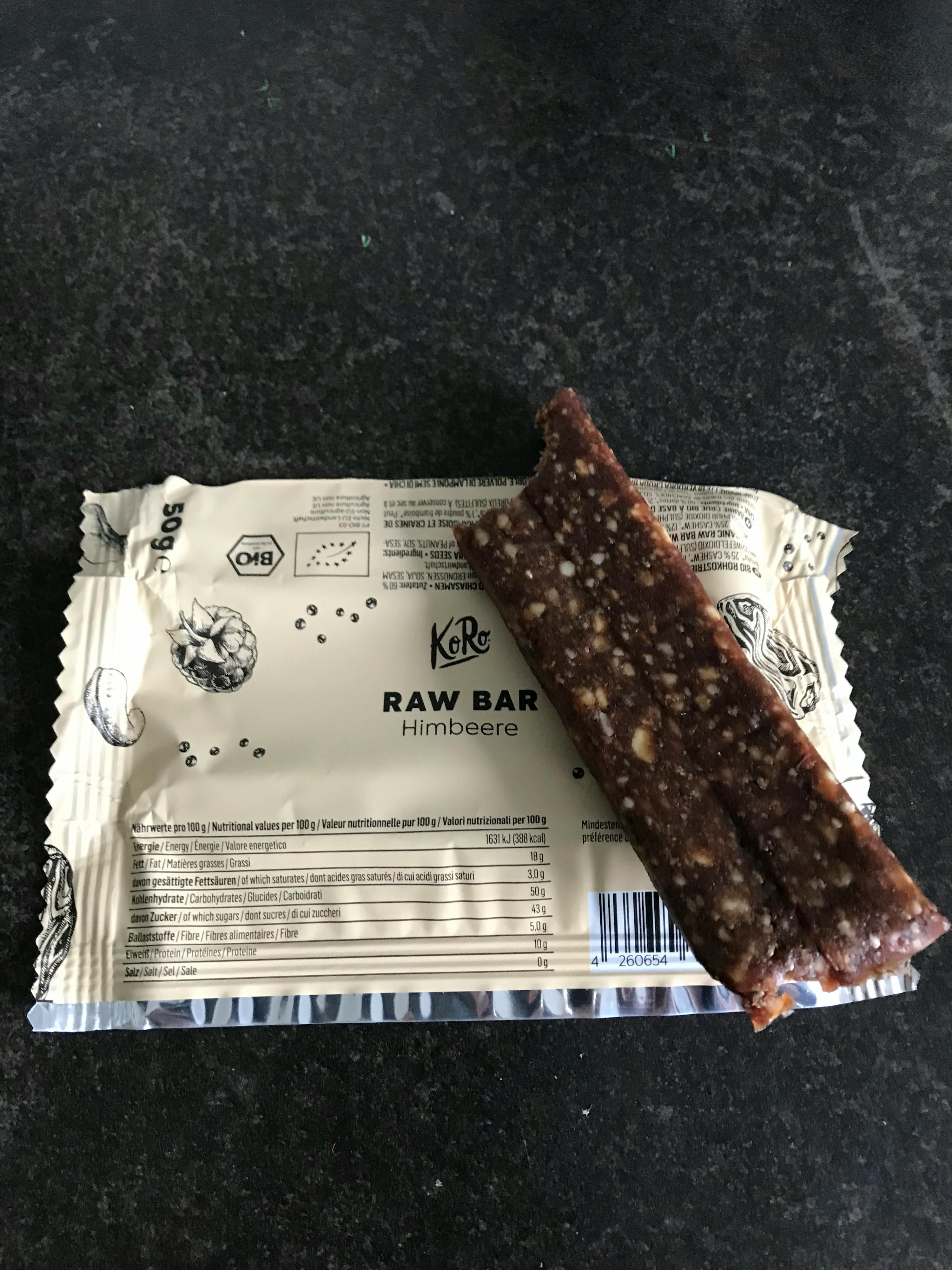 a package of raw bar has a nutrition facts label