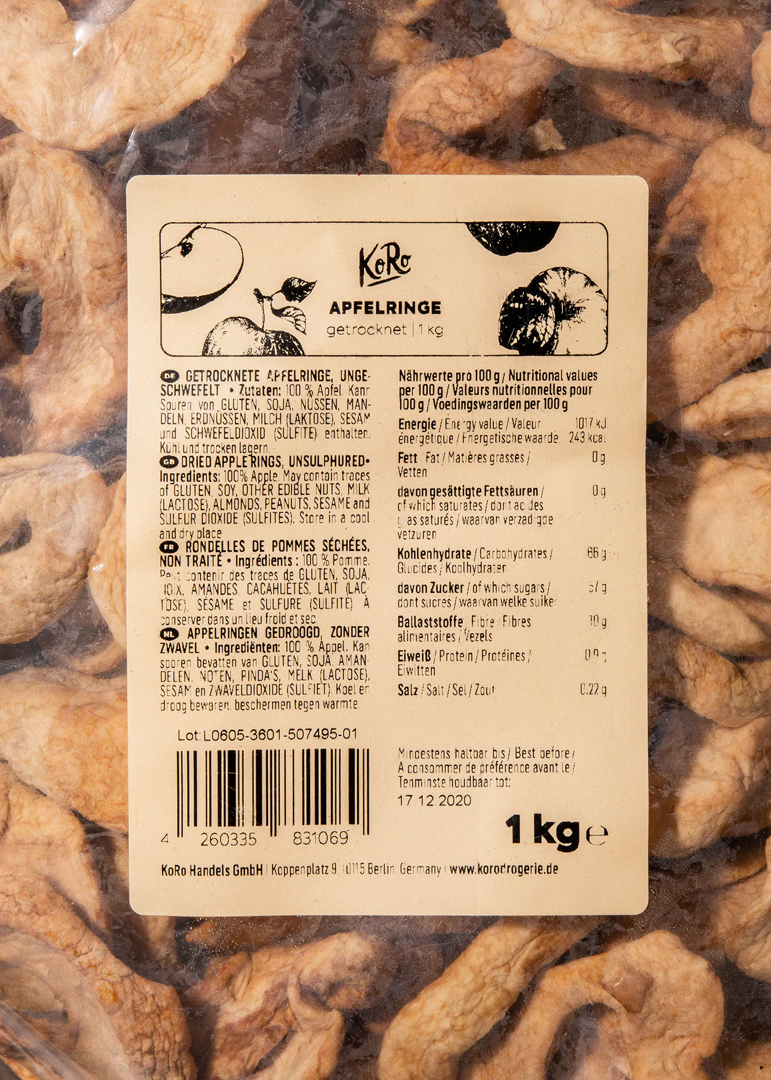 eine Packung mit einem Gewicht von 1 kilogramm