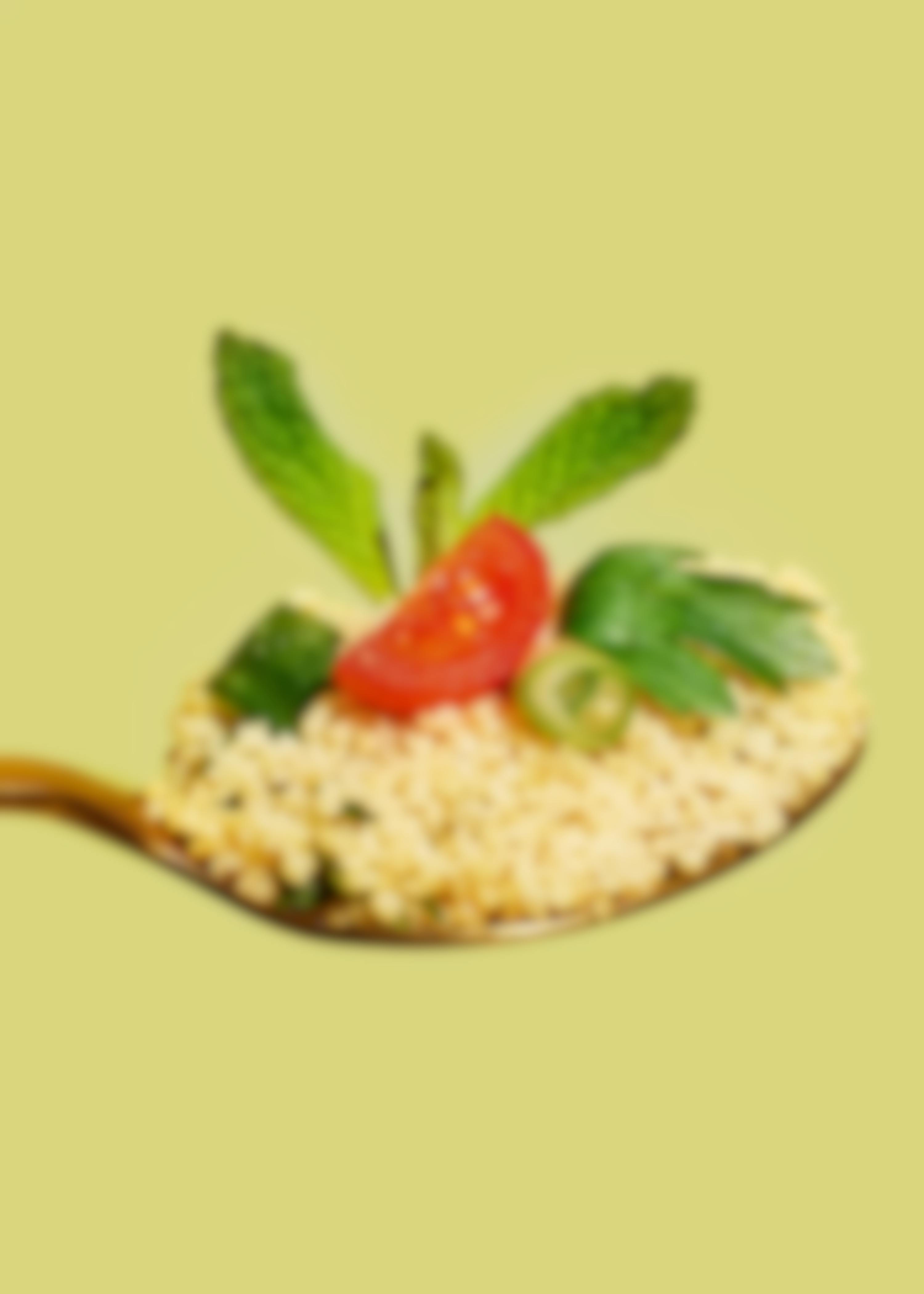 Vegan delight: Mediterranean couscous with vegan fillet