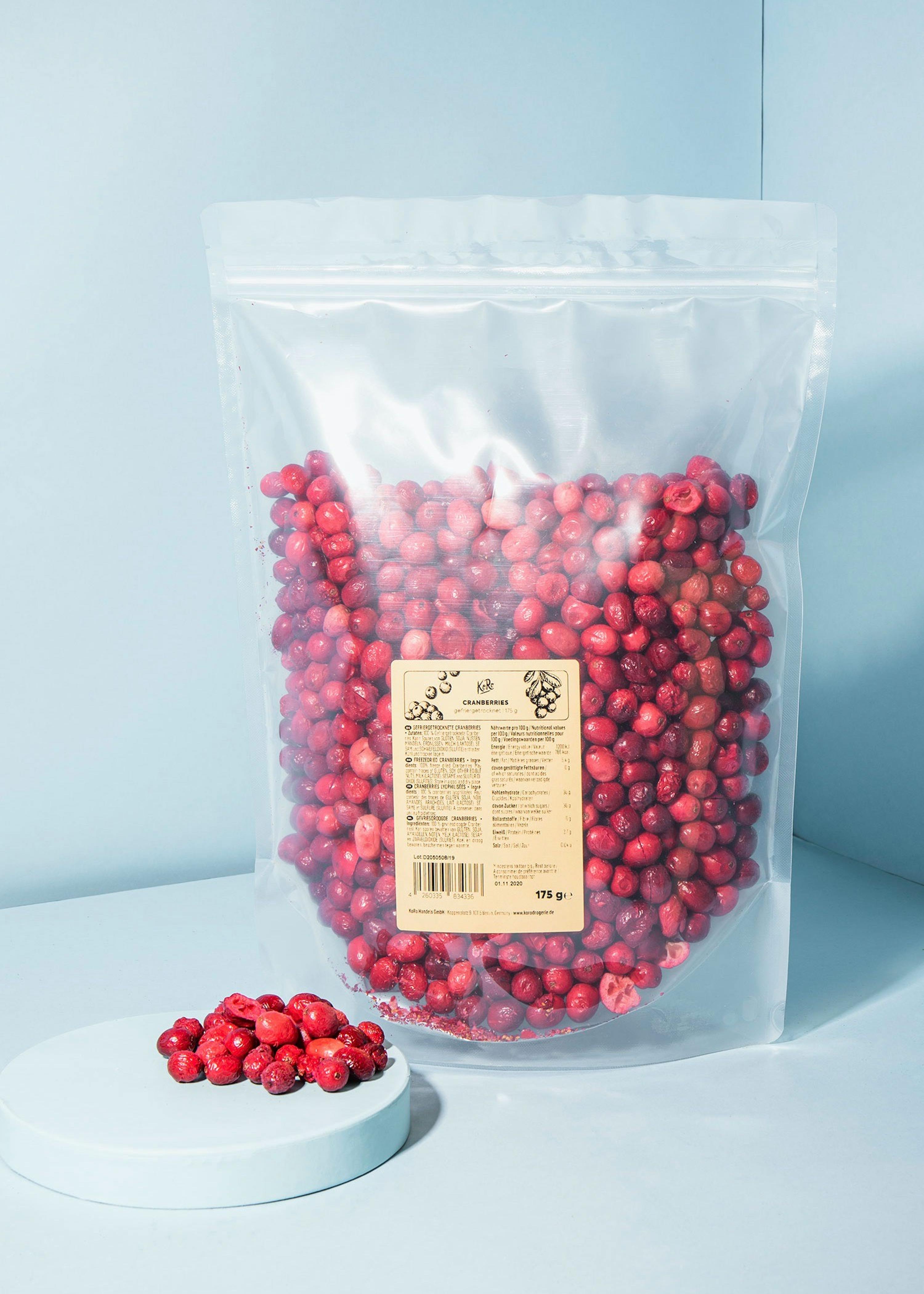 Cranberries entiers lyophilisés 175 g