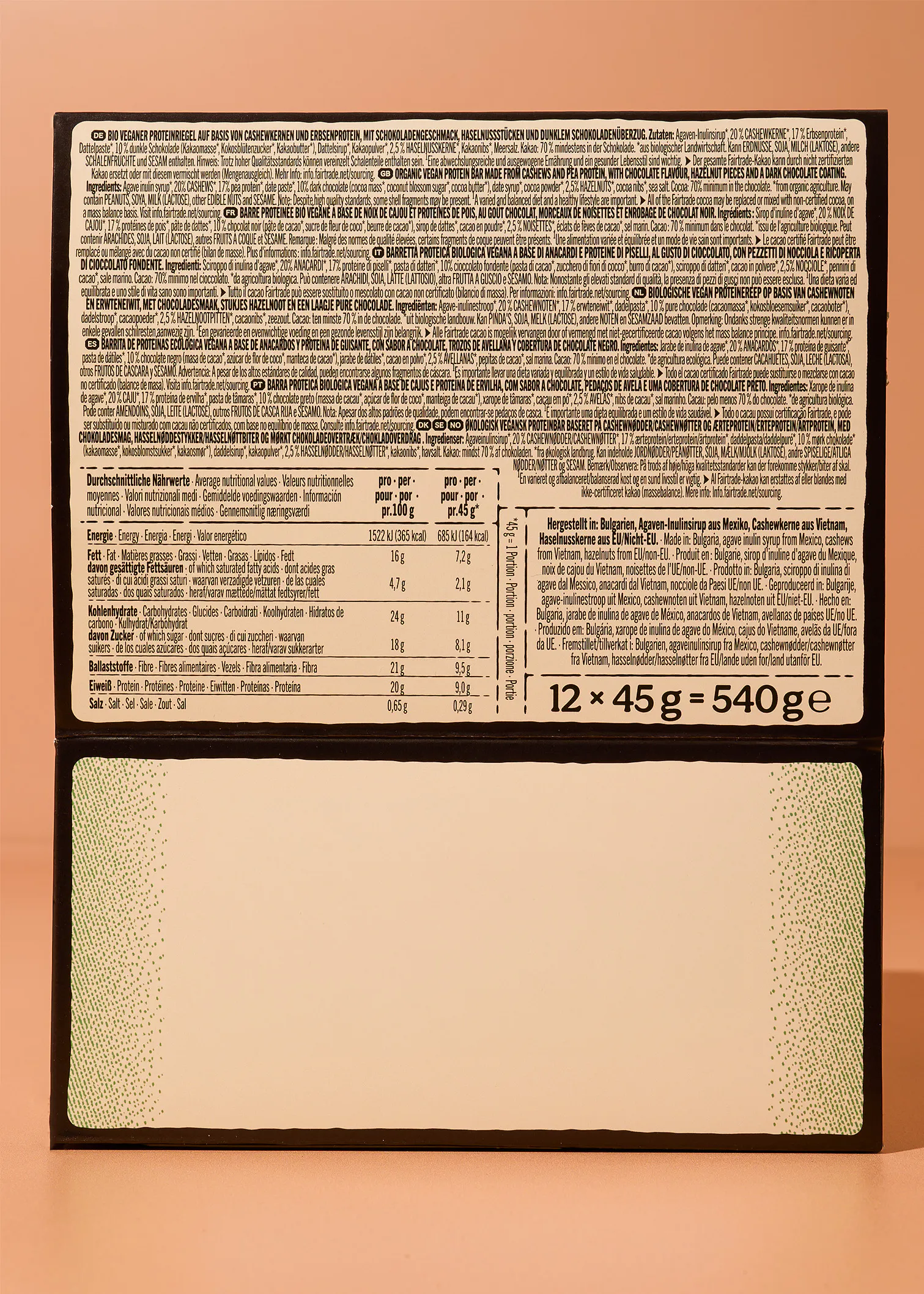 Vegan Bio Protein Bar Dark Chocolate | 12 x 45 g
