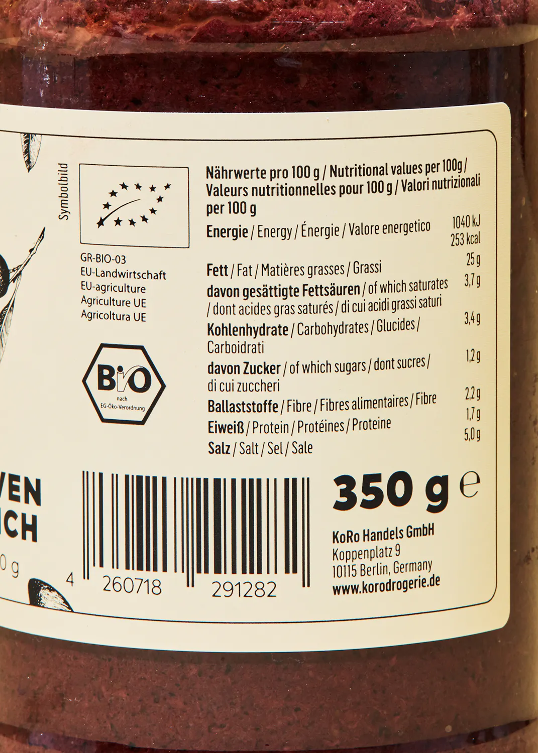 un gros plan d' une étiquette d' un produit alimentaire