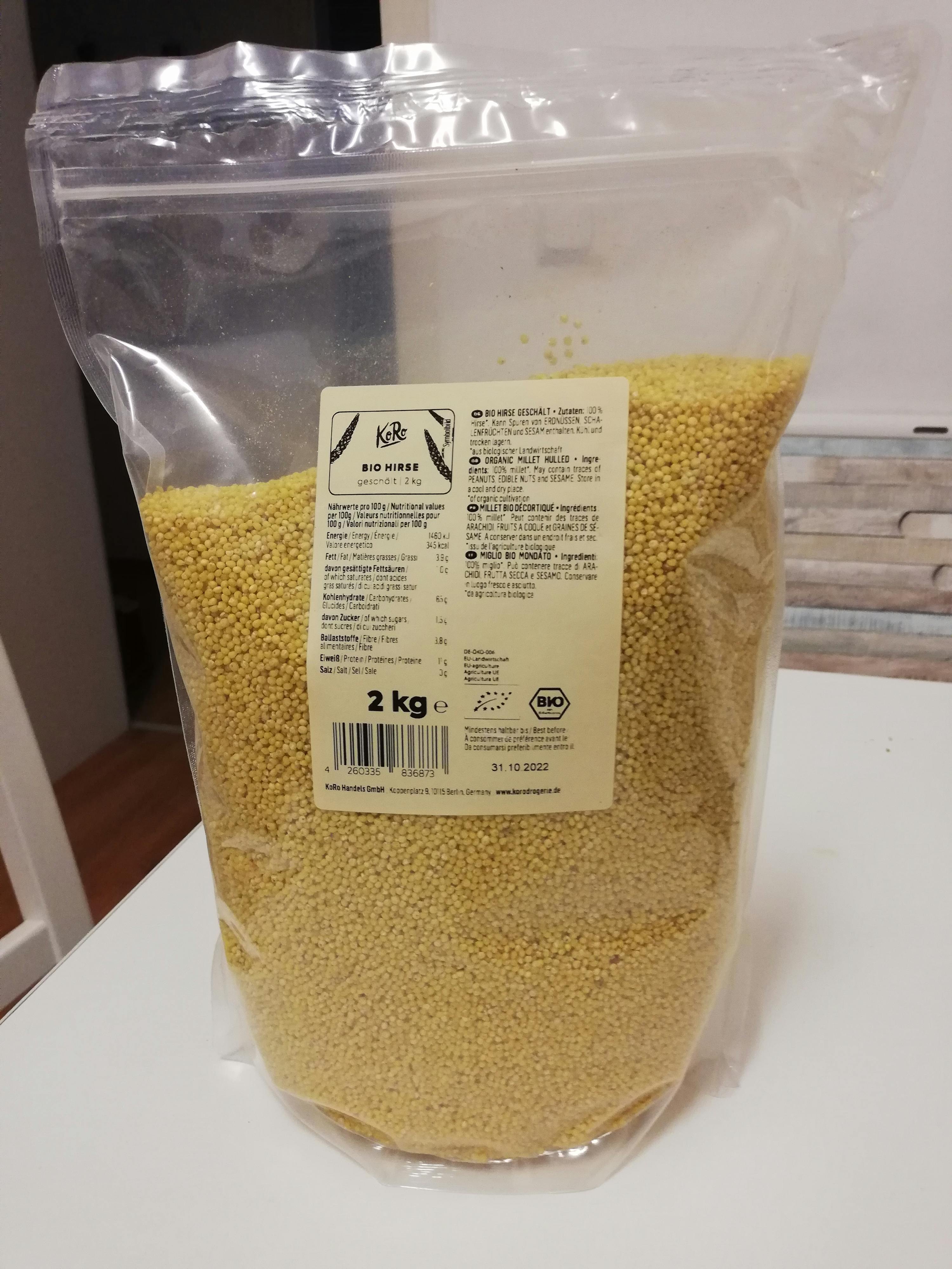 a bag of grains with a label that says bio on it