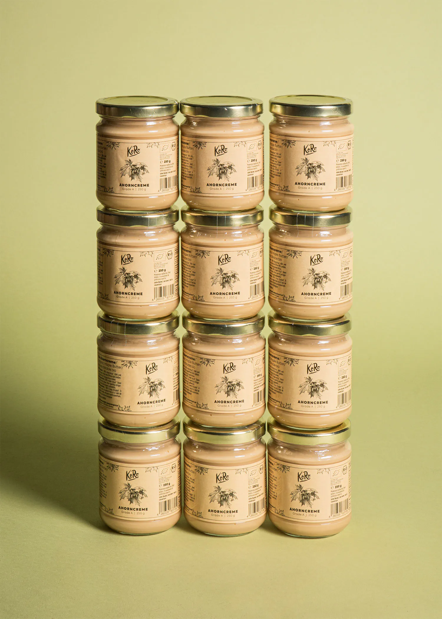 a stack of jars with the word krb on them