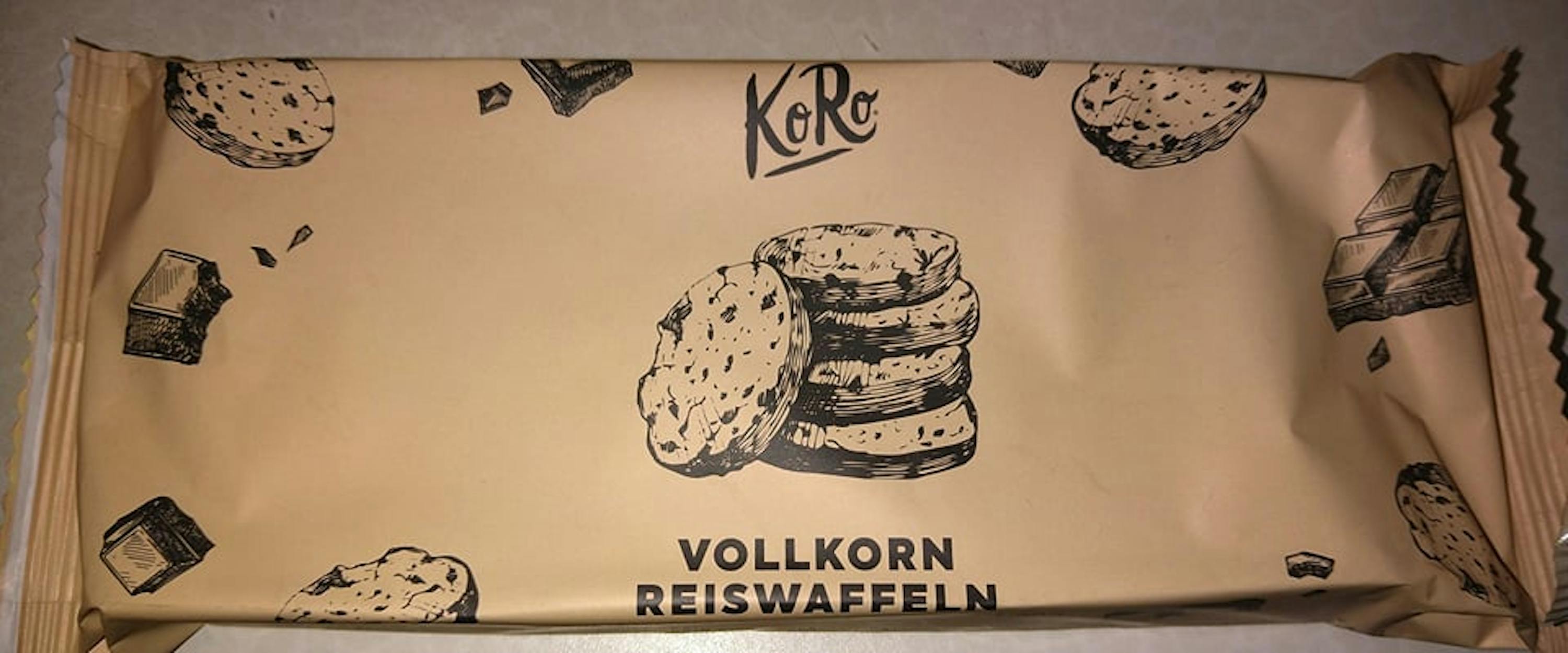 a package of vollkorn reiswaffeln cookies has a stack of cookies on it