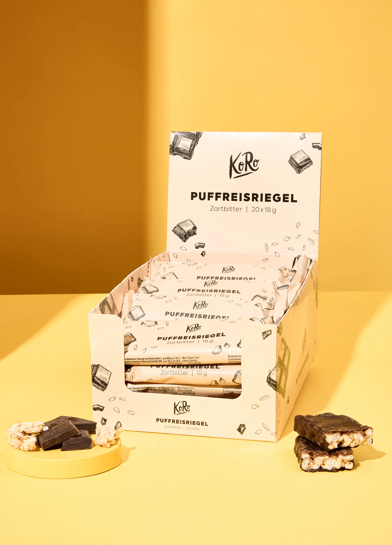 une boîte de bonbons puffreisriegel sur une table