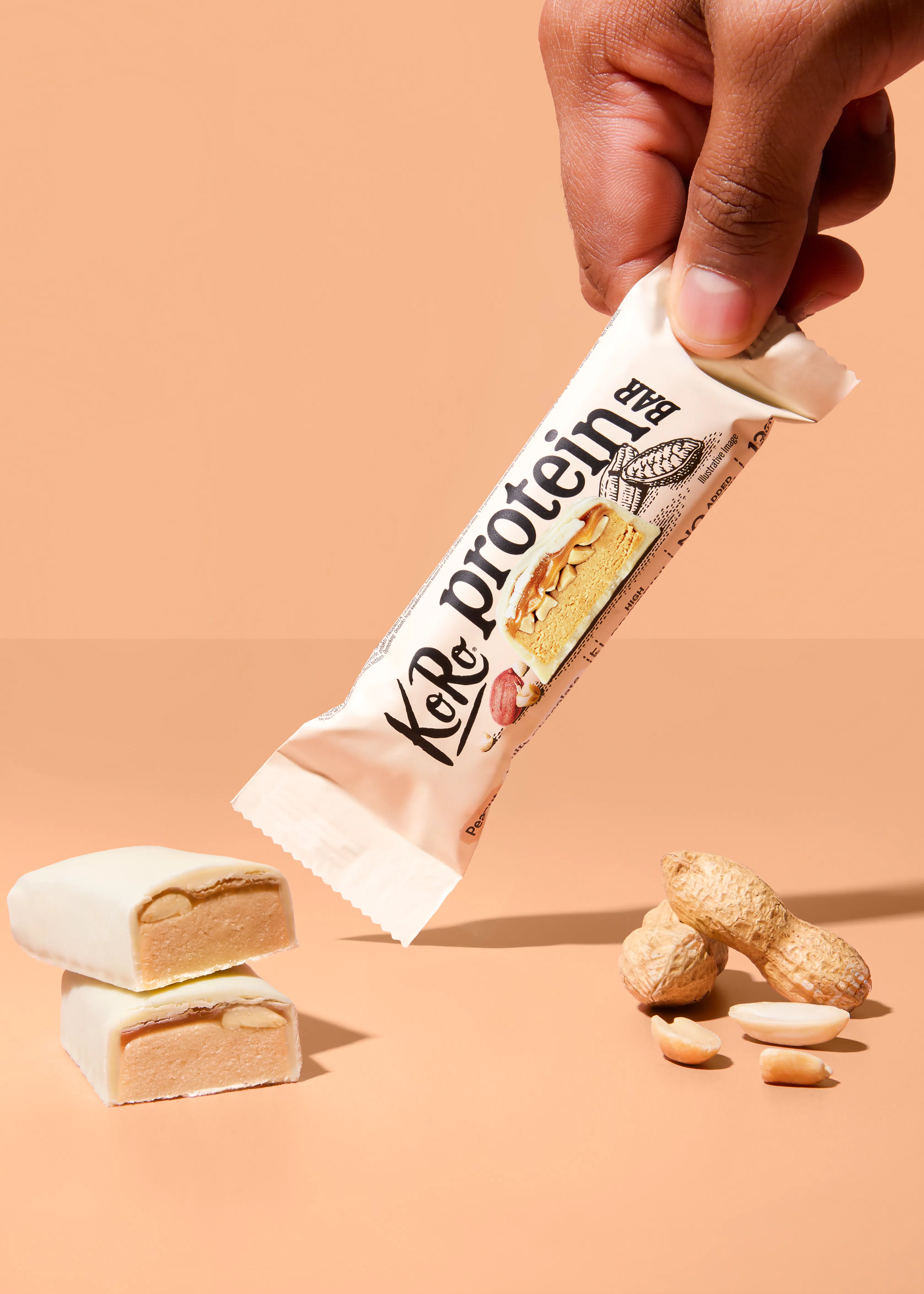 Barre protéinée moelleuse aux cacahuètes et chocolat blanc | 45 g